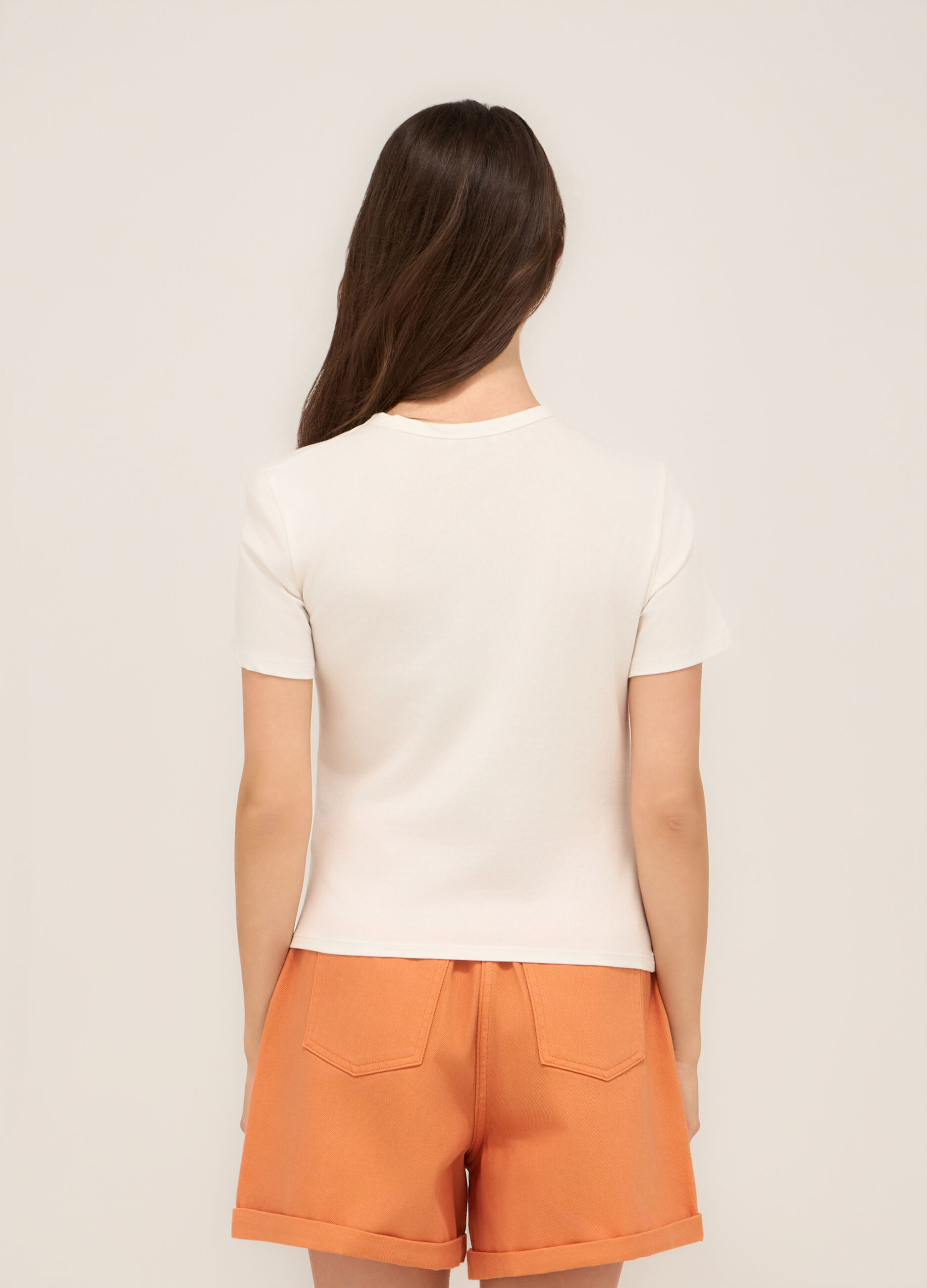T-shirt in jersey di cotone stretch donna_1
