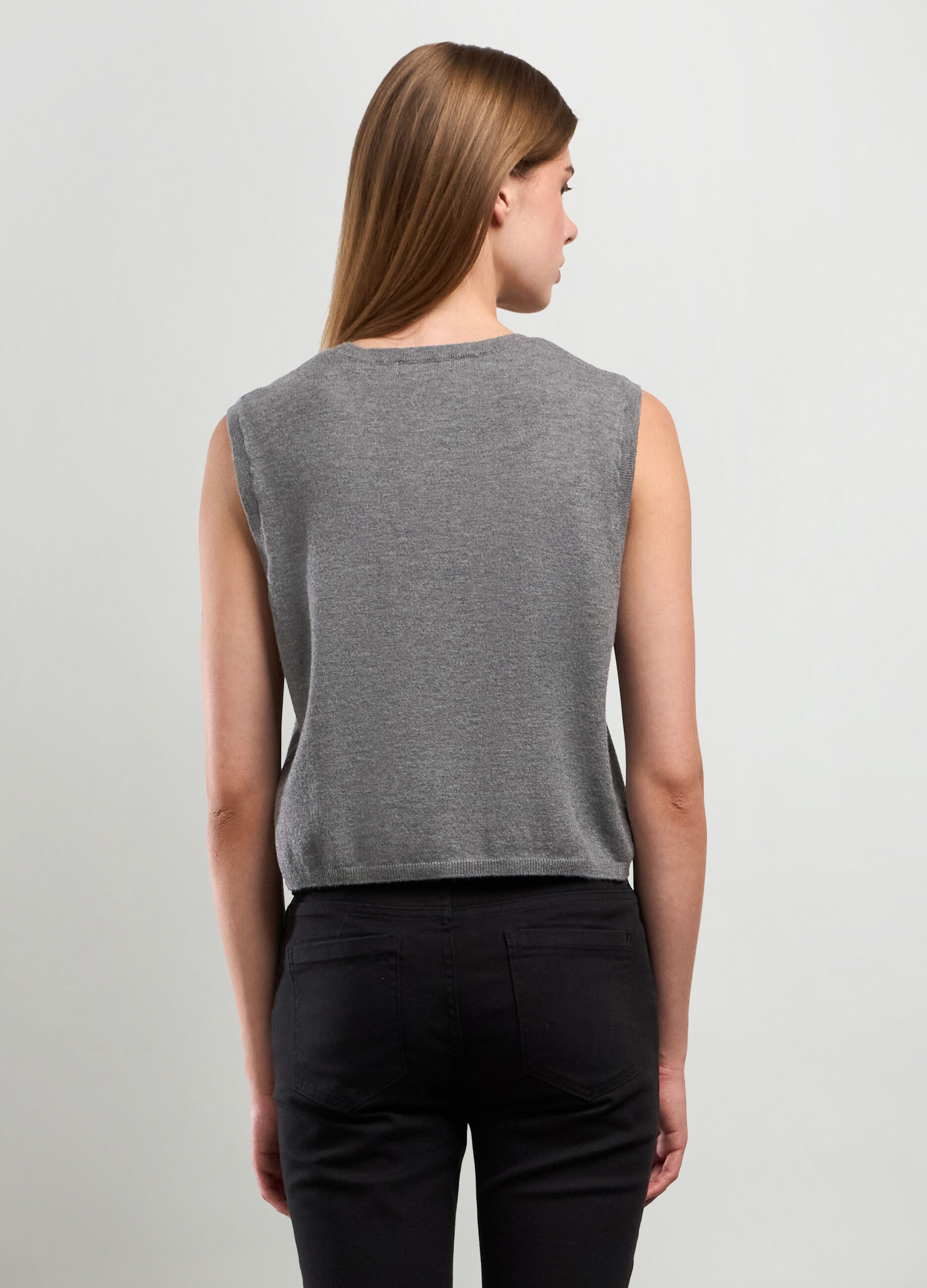 Gilet tricot in misto viscosa donna_1