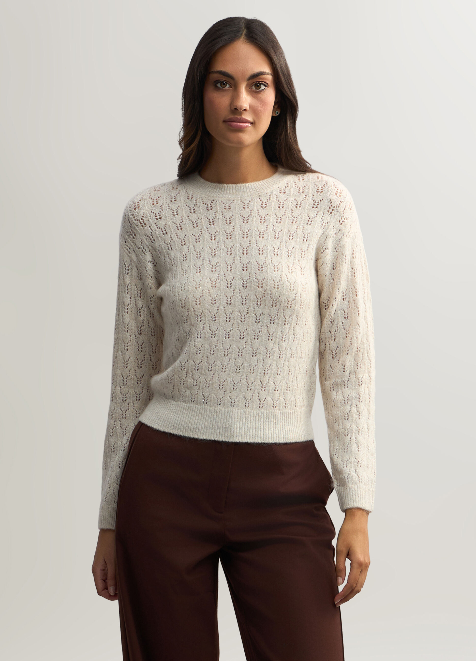Maglia girocollo jaquard donna_0