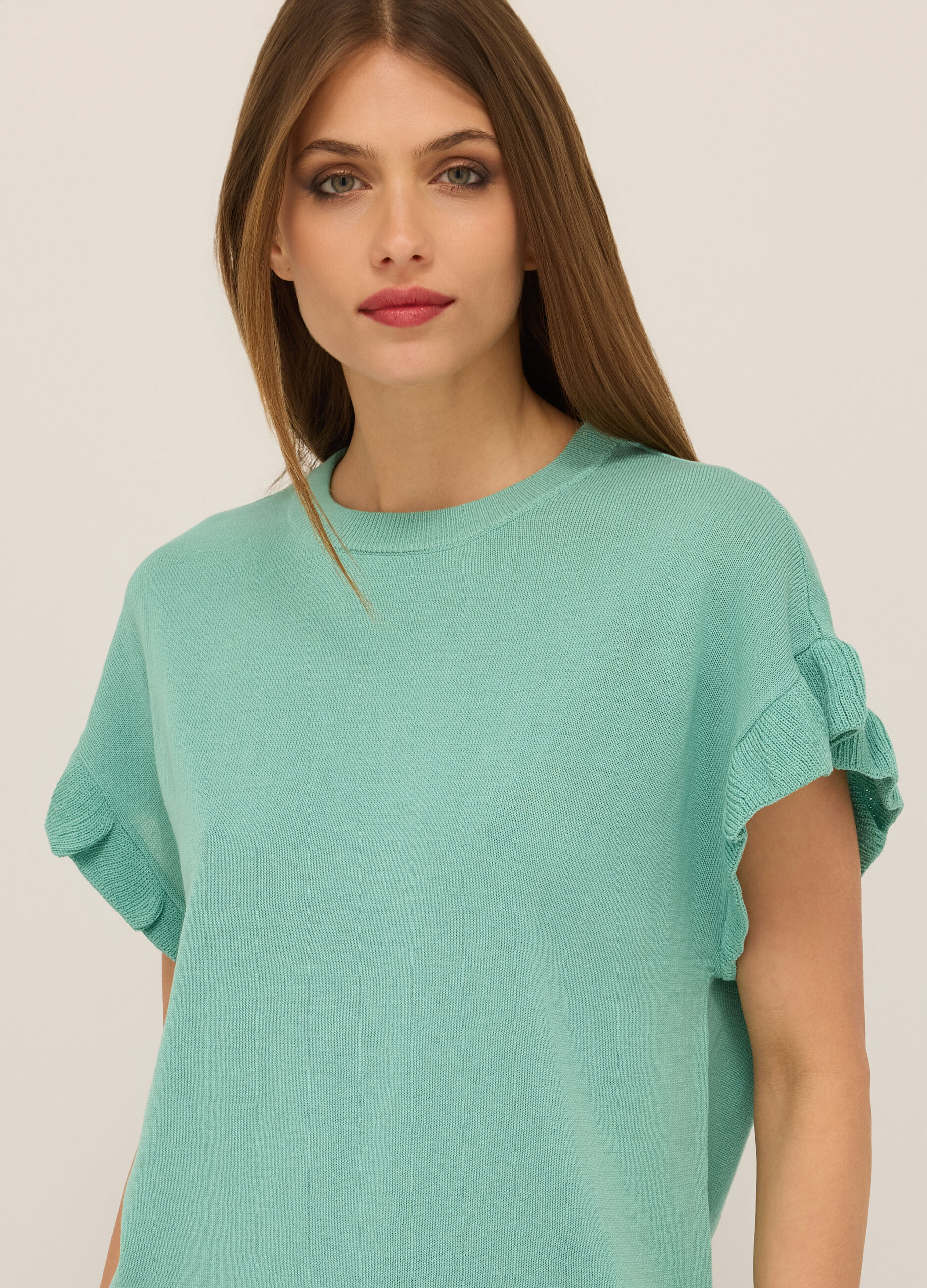 T-shirt tricot con rouches donna_2