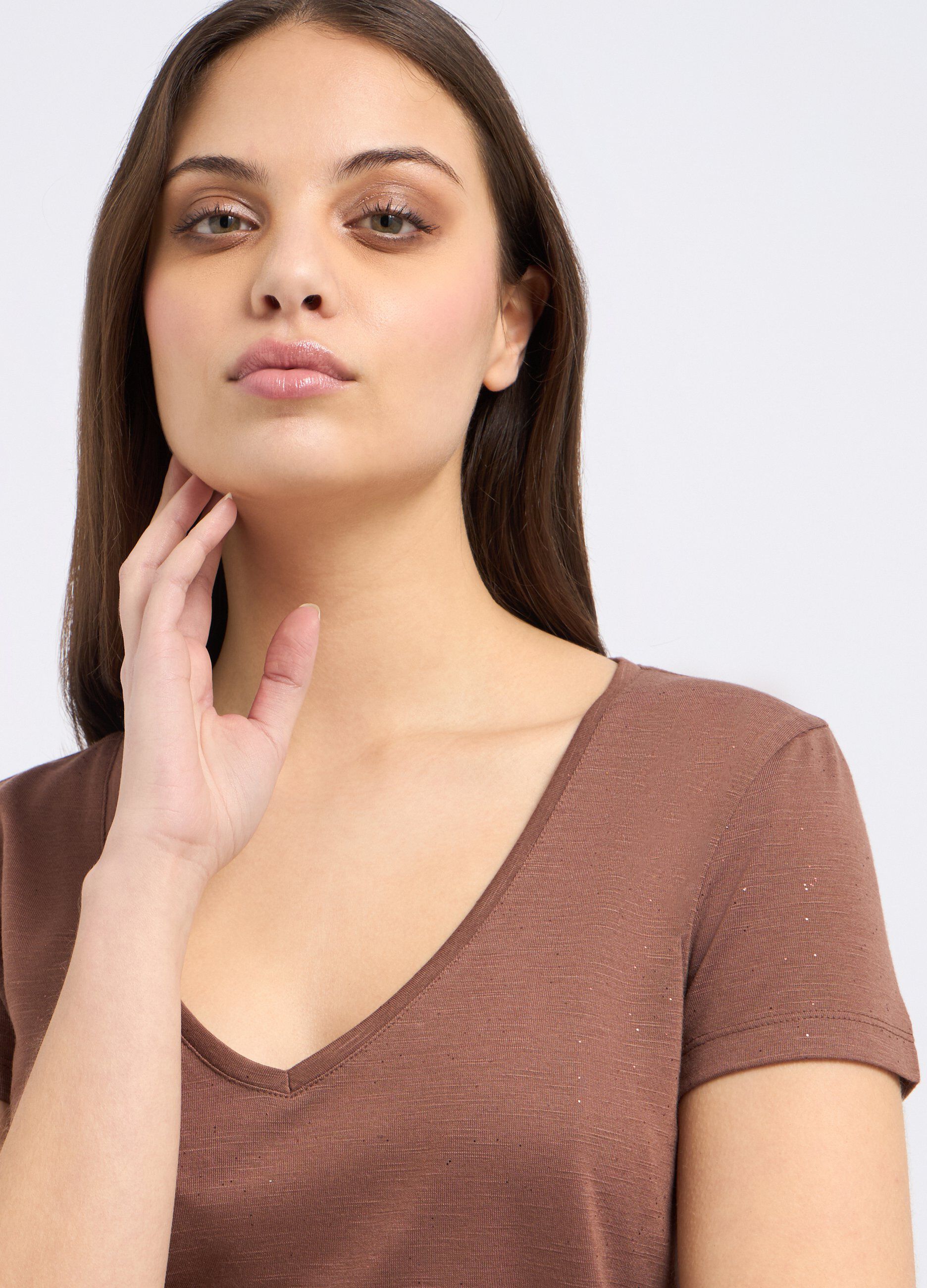 T-shirt in misto viscosa con filo lurex donna_2