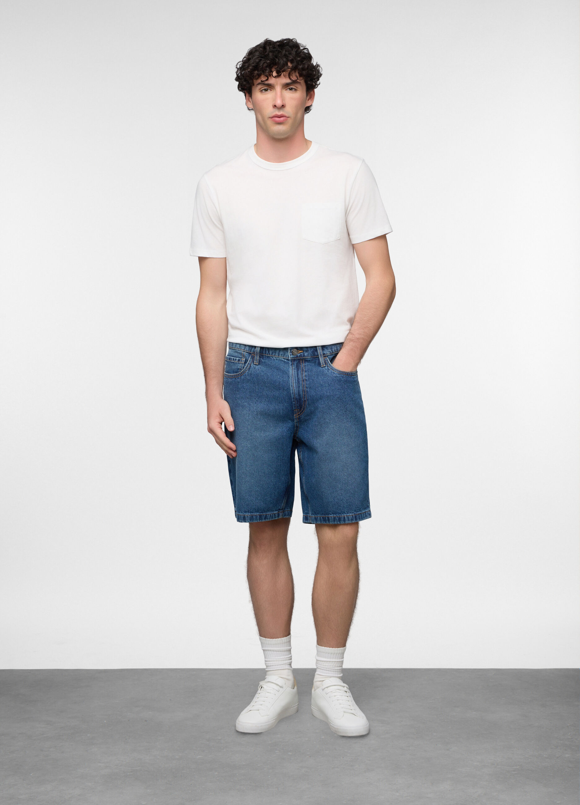 Short in denim di cotone uomo_0