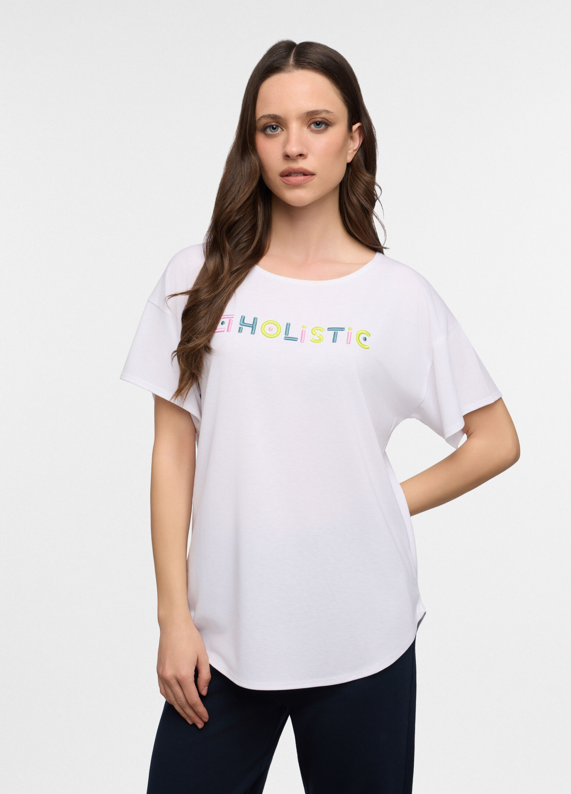 T-shirt girocollo stretch donna_0