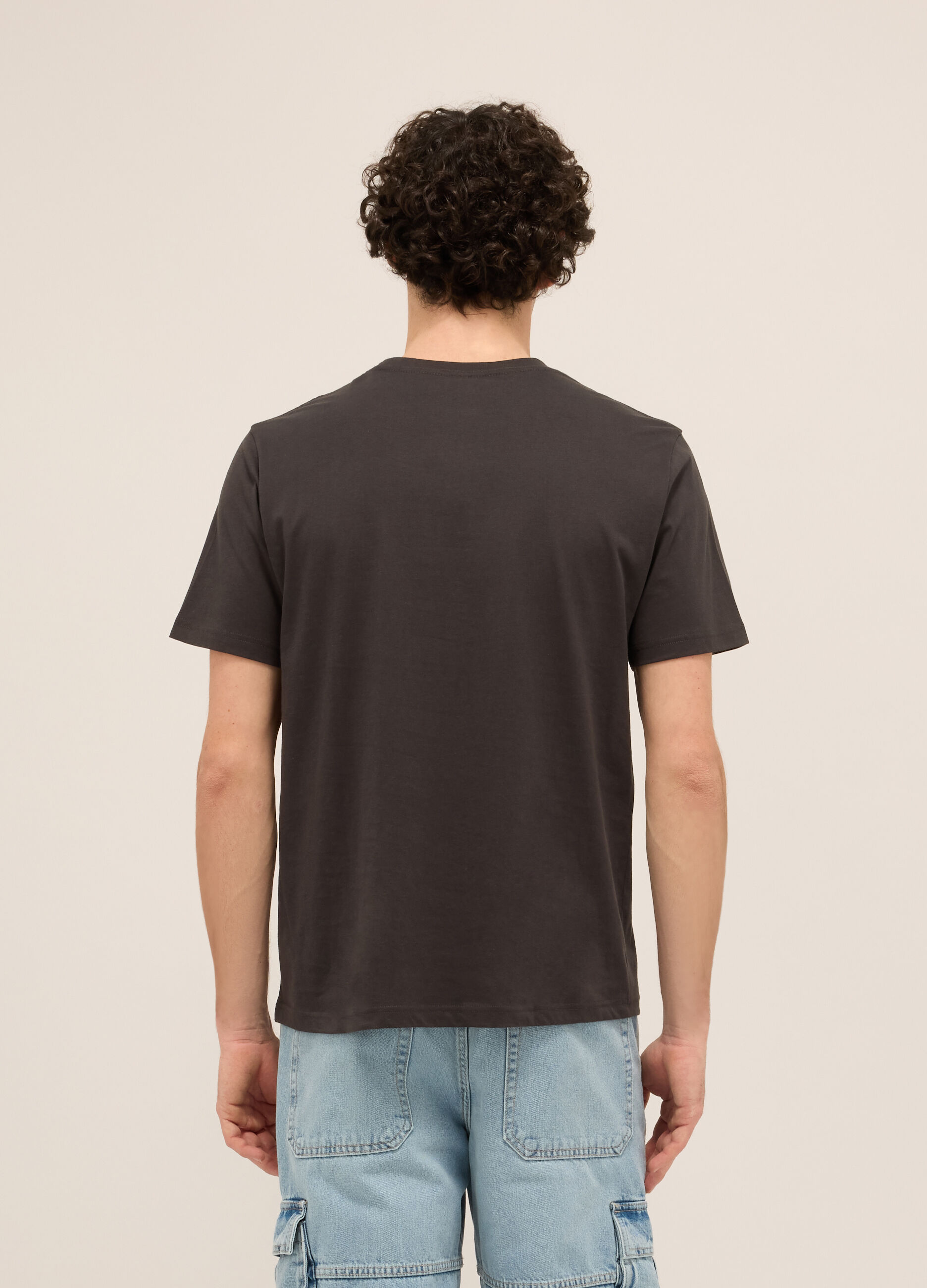 T-shirt girocollo in puro cotone con stampa uomo_1