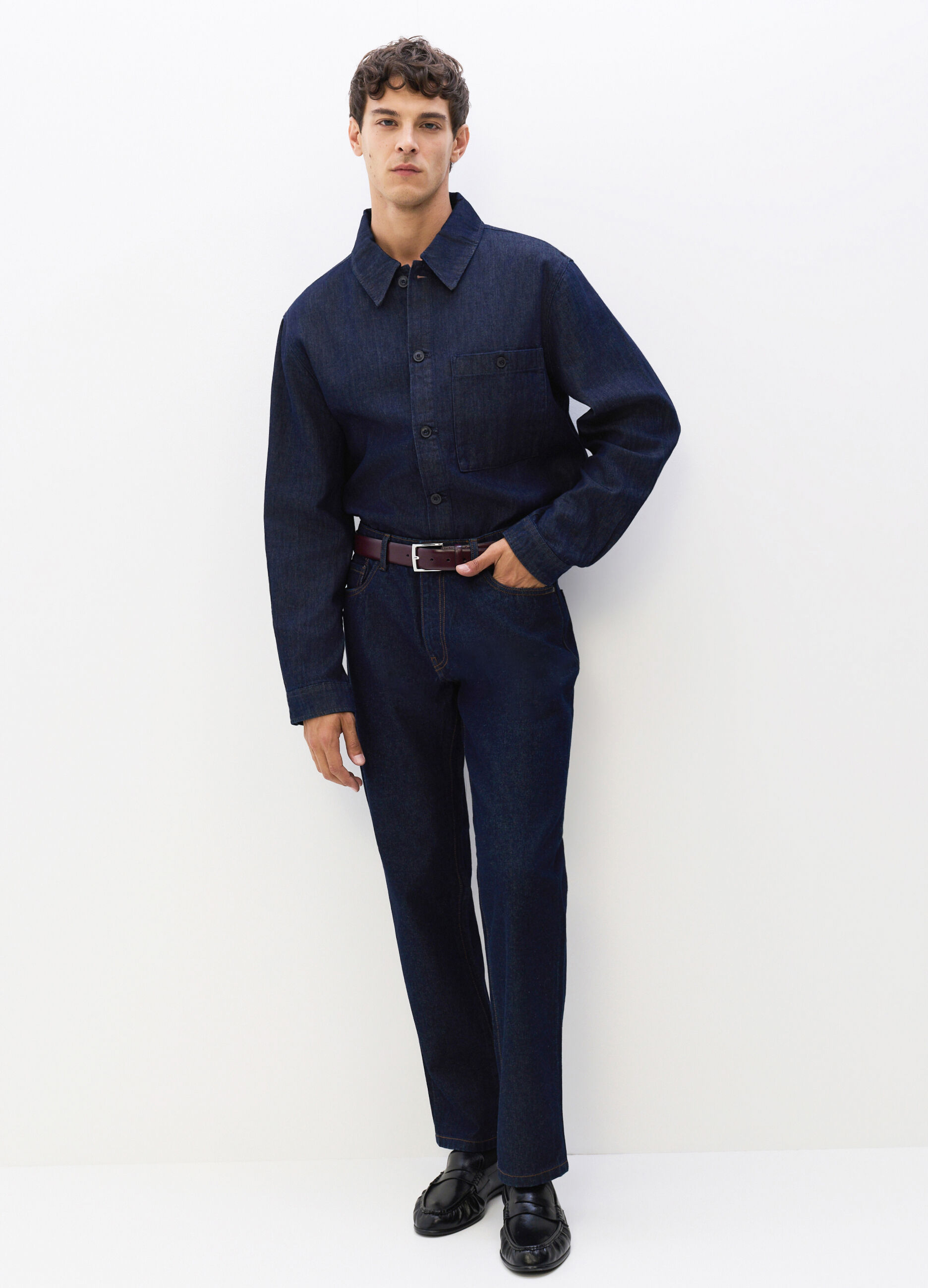 Jeans regular fit in denim cotone uomo_3