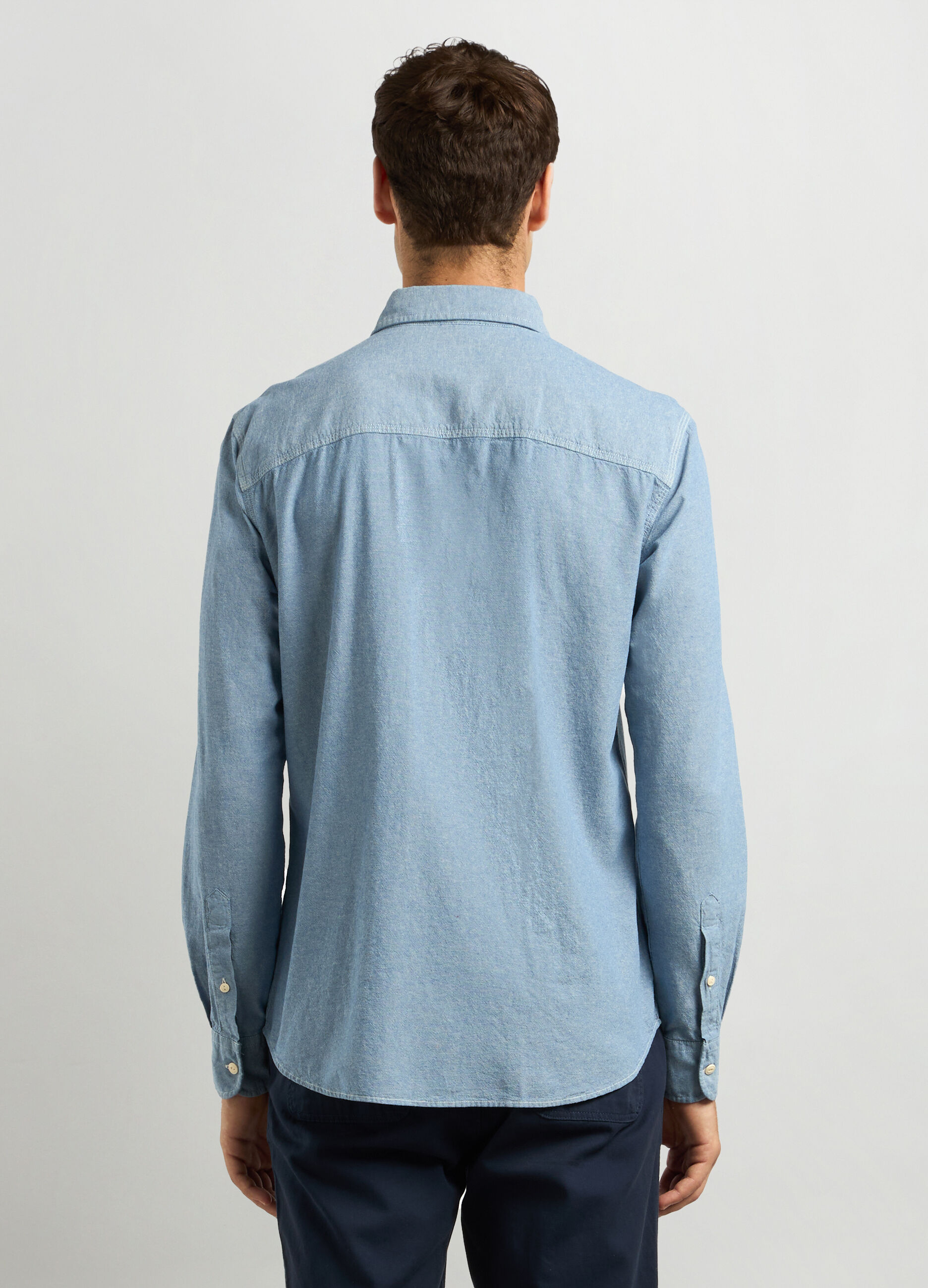 Camicia regular fit colletto classico in puro cotone uomo_1