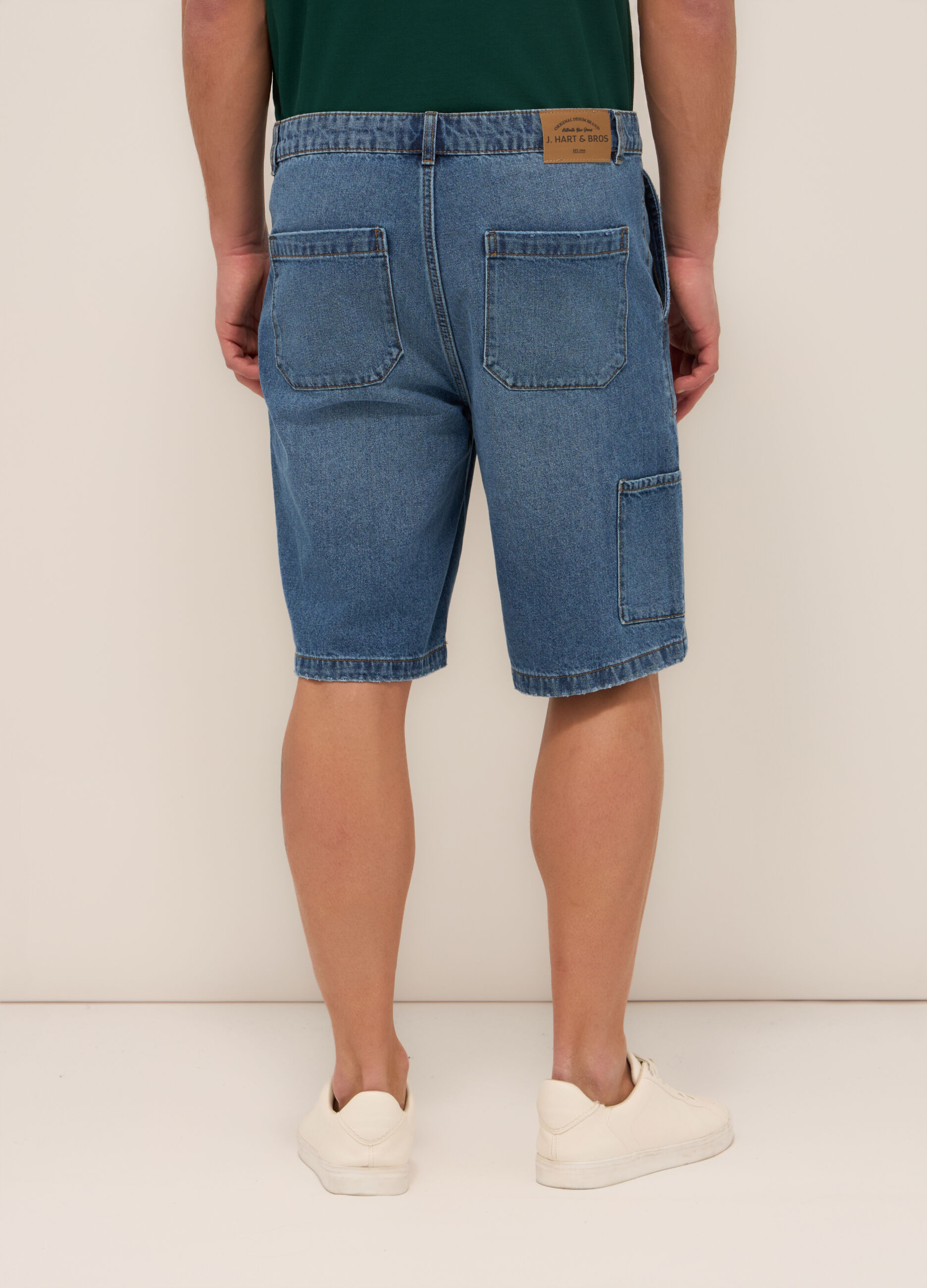 Shorts cargo in denim di cotone uomo_1
