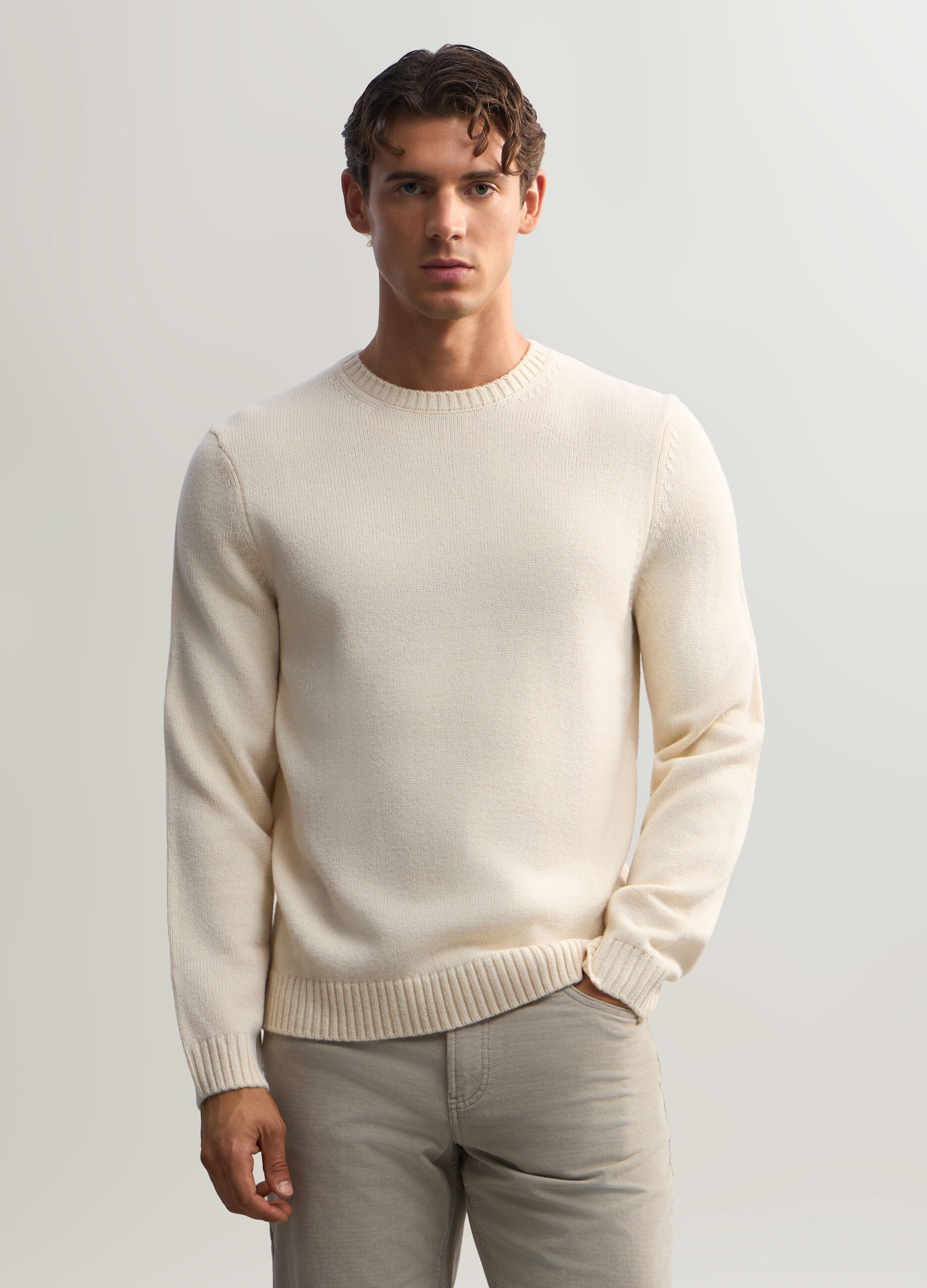 Maglione girocollo a maglia rasata uomo