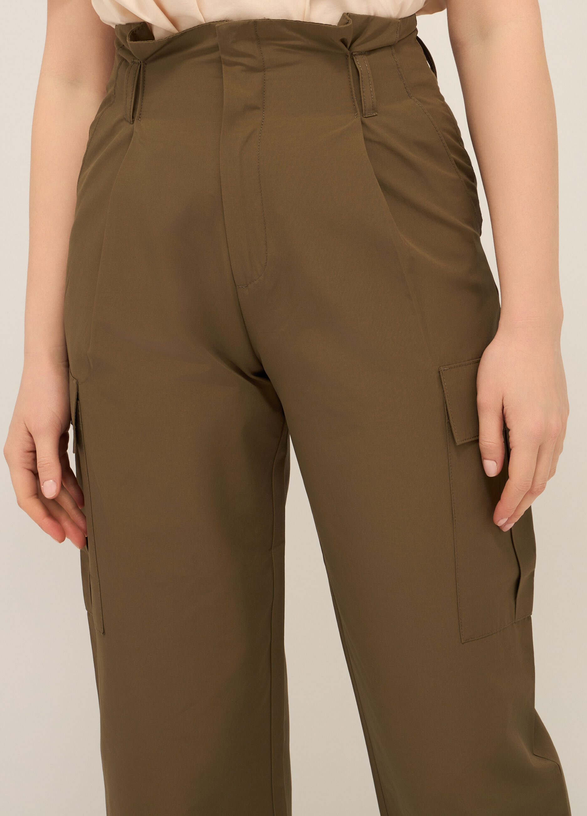 Pantaloni cargo misto cotone donna_2