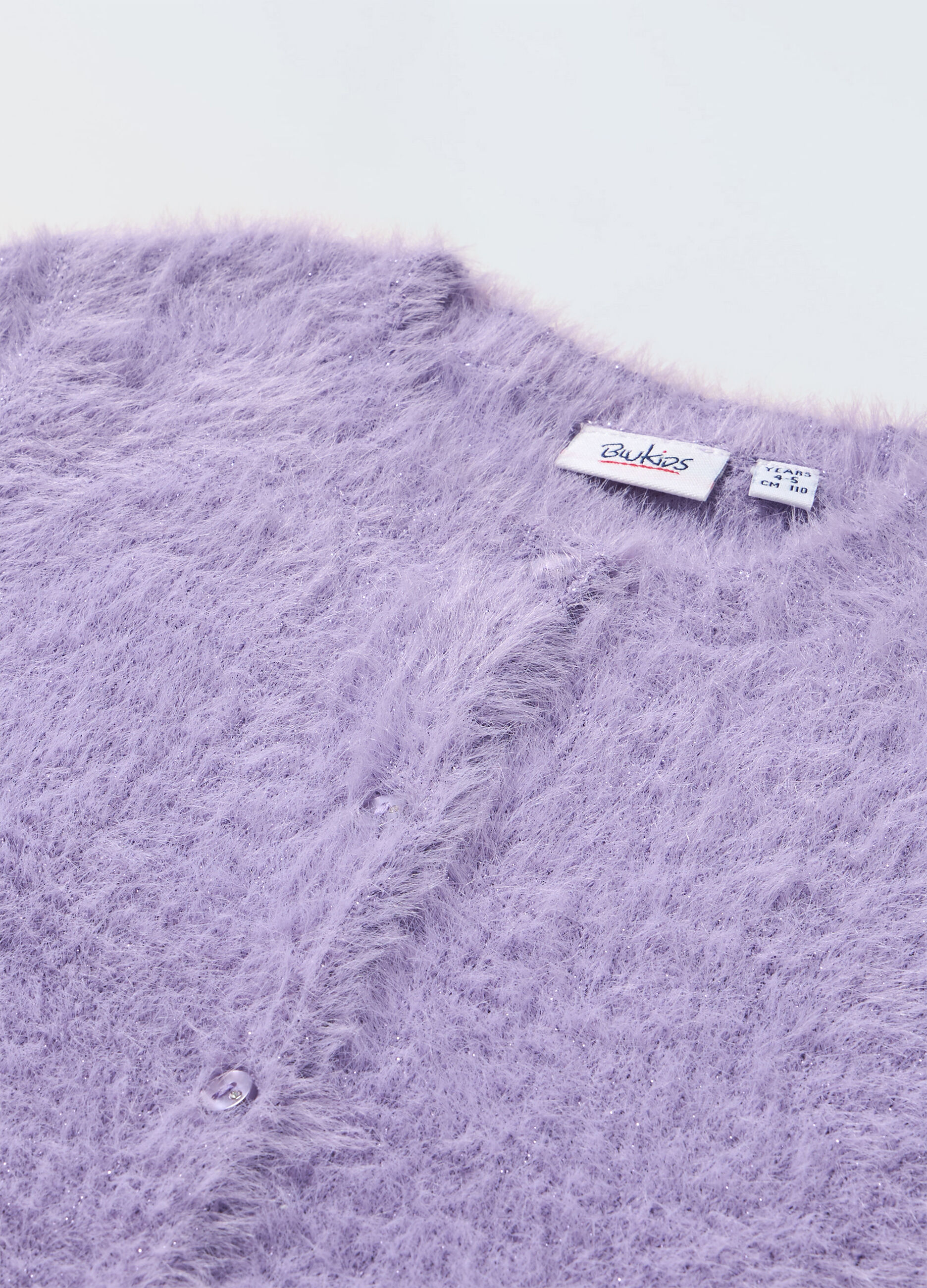 Cardigan in filato peloso bambina_1