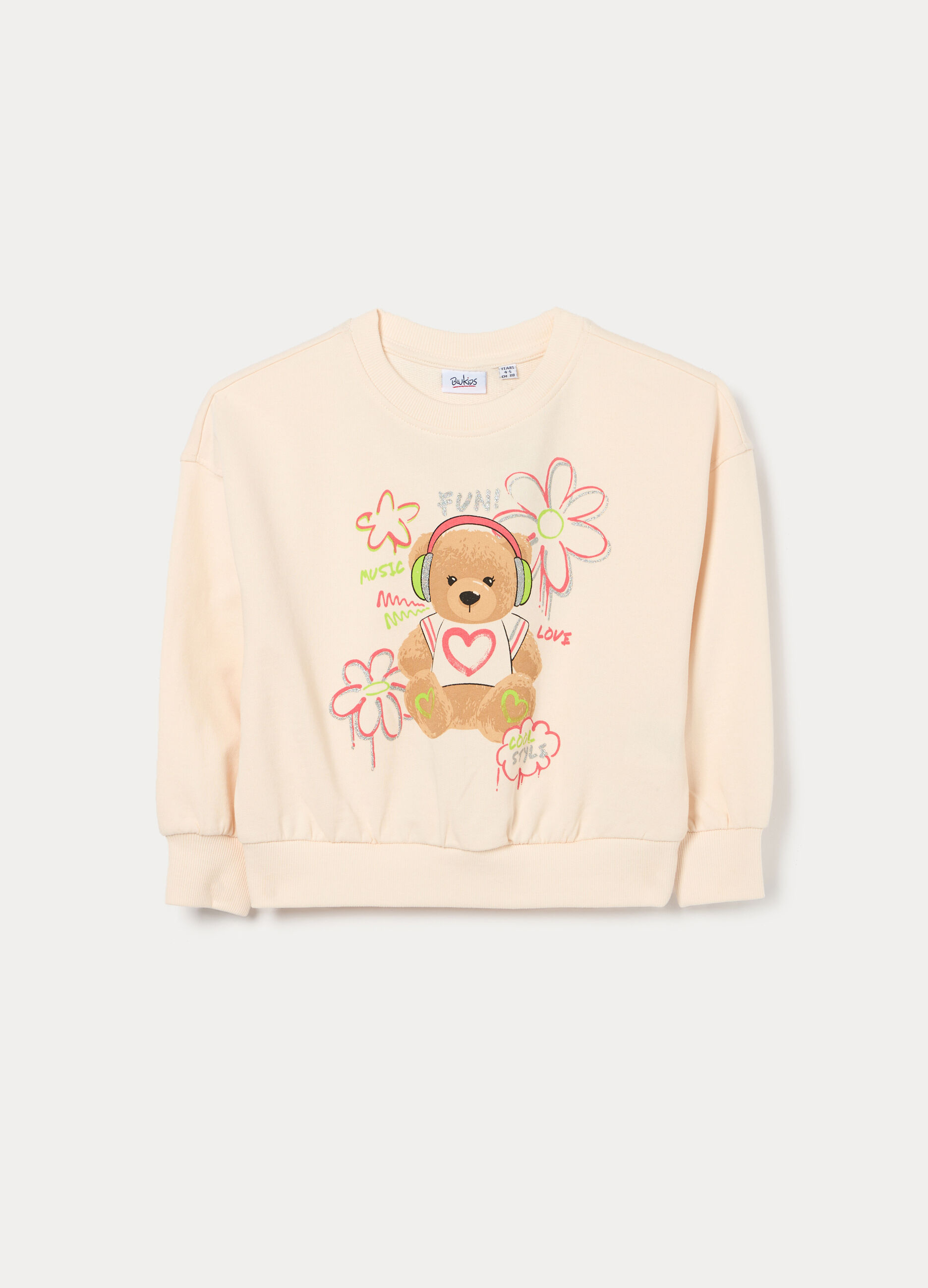 Felpa girocollo in french terry di puro cotone bambina_0