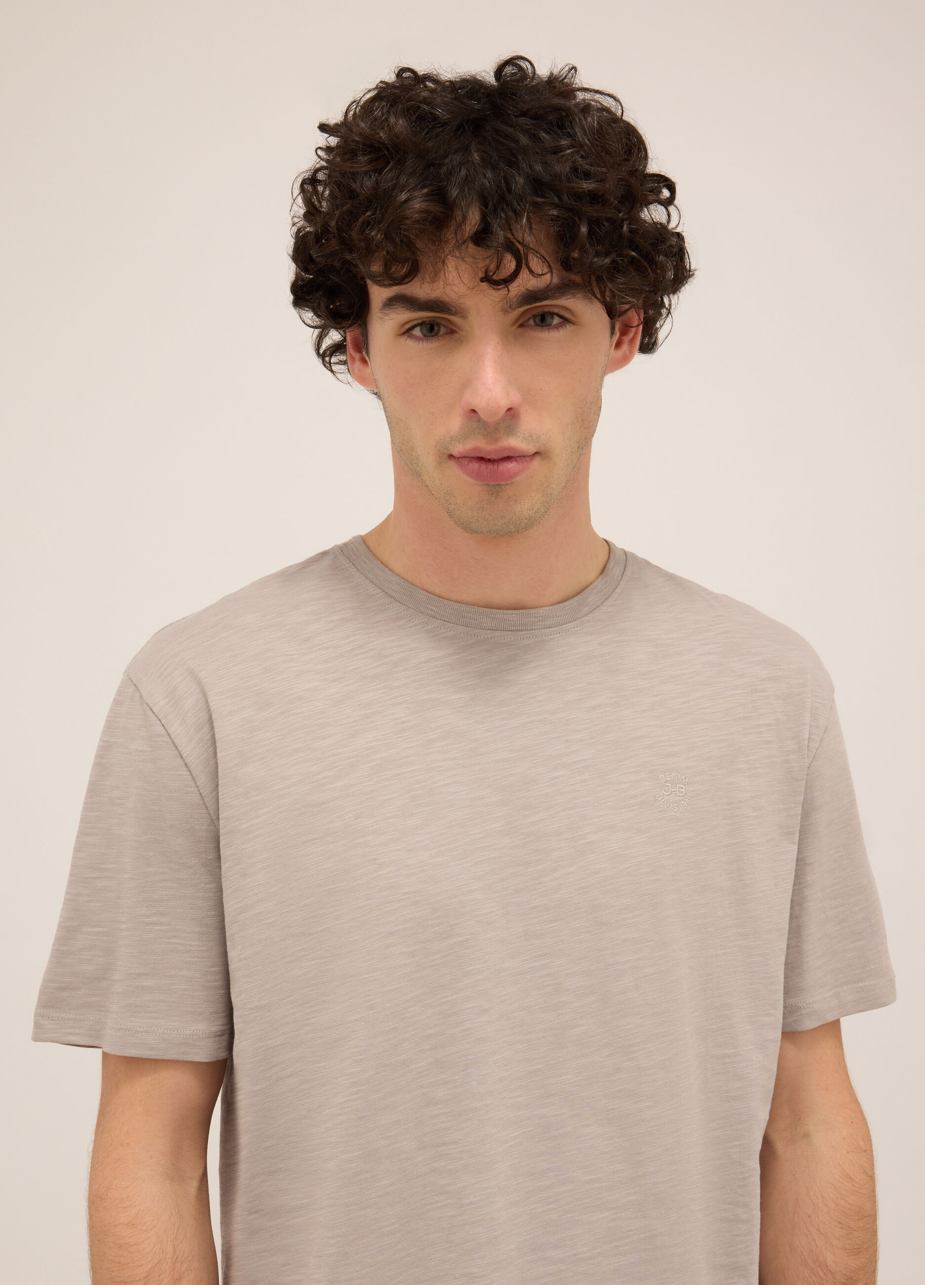 T-shirt girocollo in puro cotone mélange uomo_2