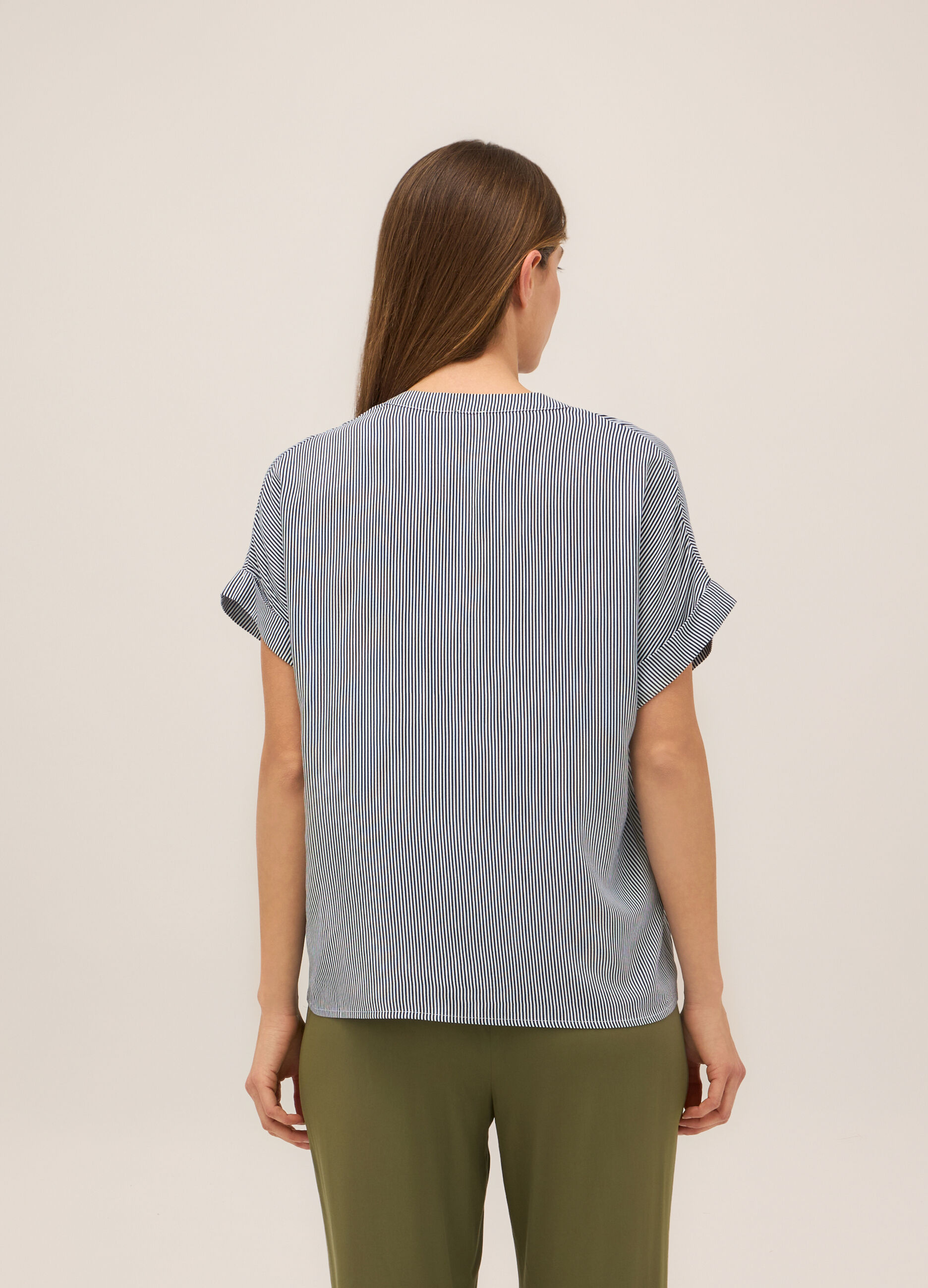 Blusa in pura viscosa a righe donna_1