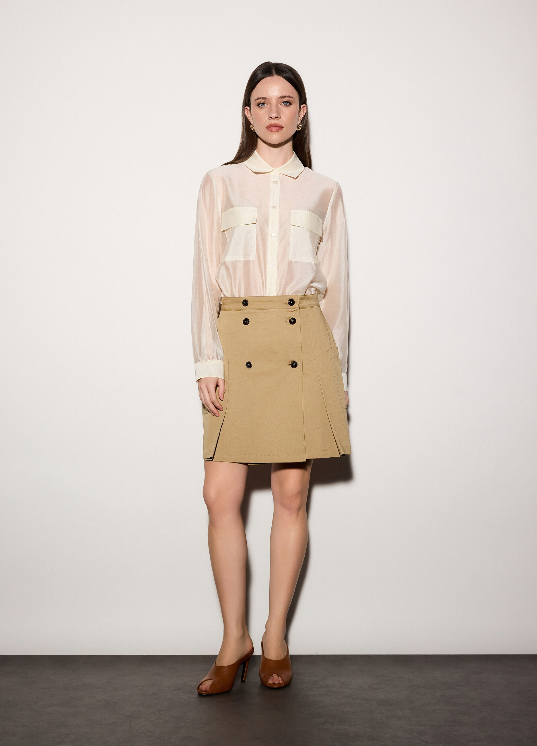 Camicia over fit con collo alla francese donna_0