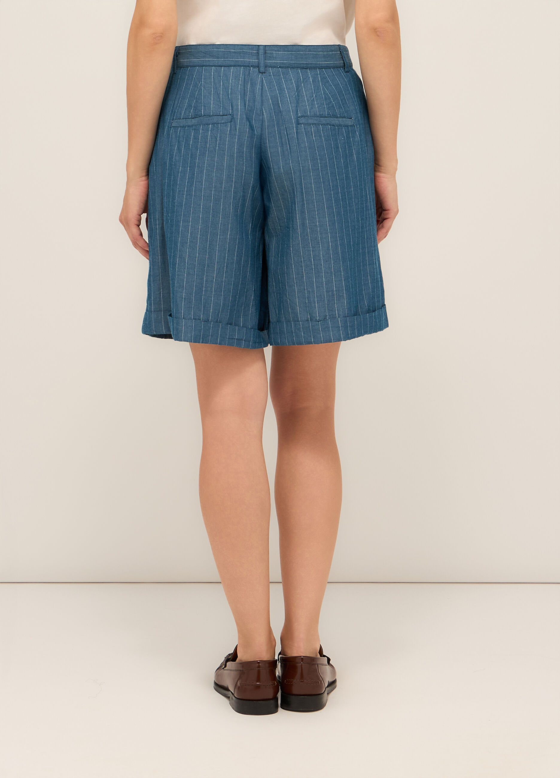 Pantaloncini in popeline di puro cotone donna_1