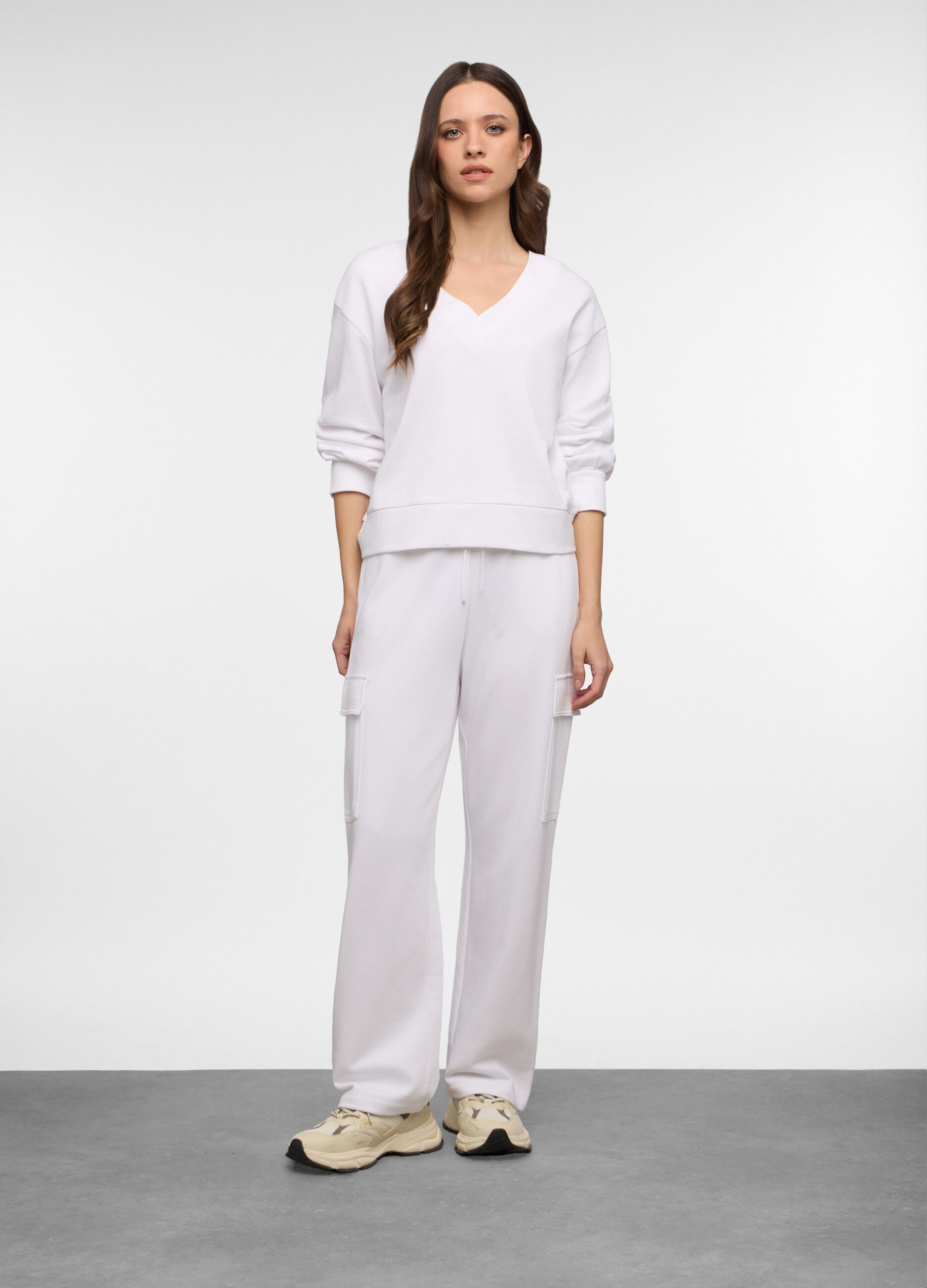 Jogger cargo regular fit in french terry di puro cotone donna_0