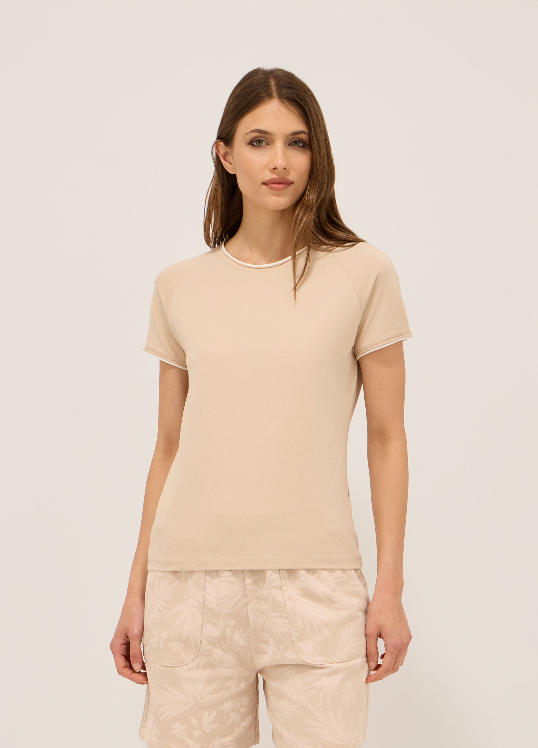 T-shirt in jersey di cotone stretch donna_0