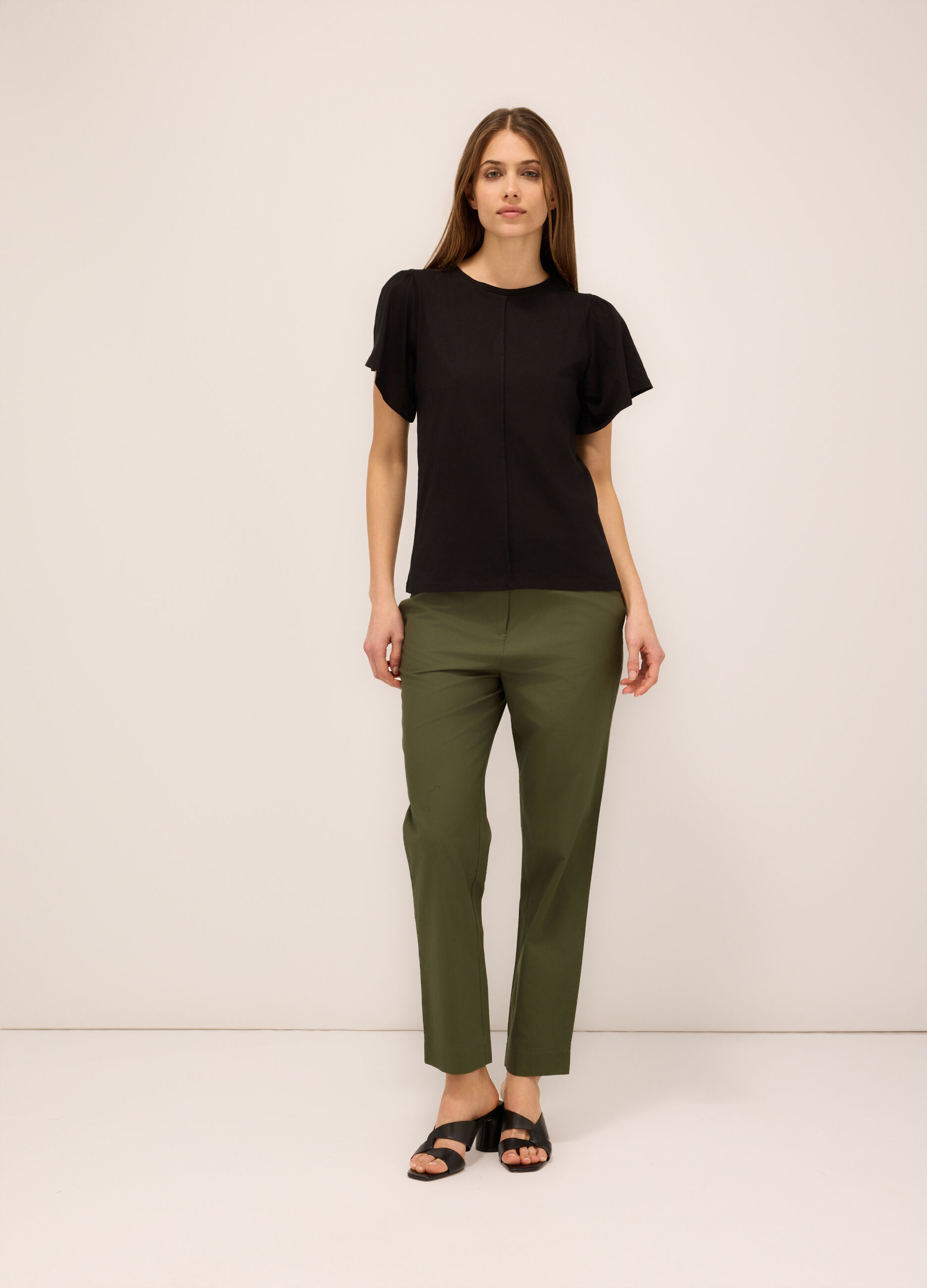 Pantaloni in popeline di puro cotone donna_0