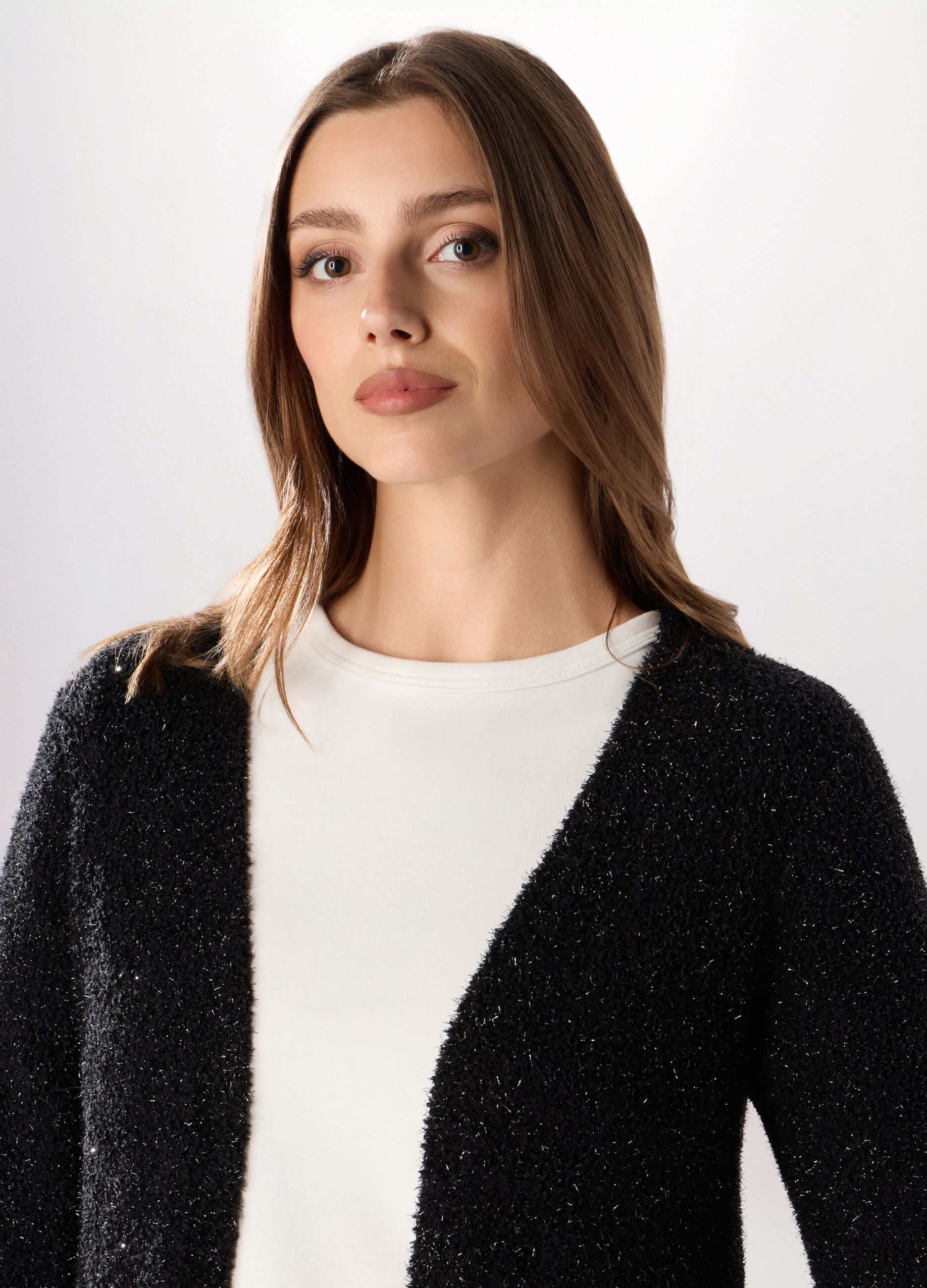 Cardigan tricot lungo donna_2