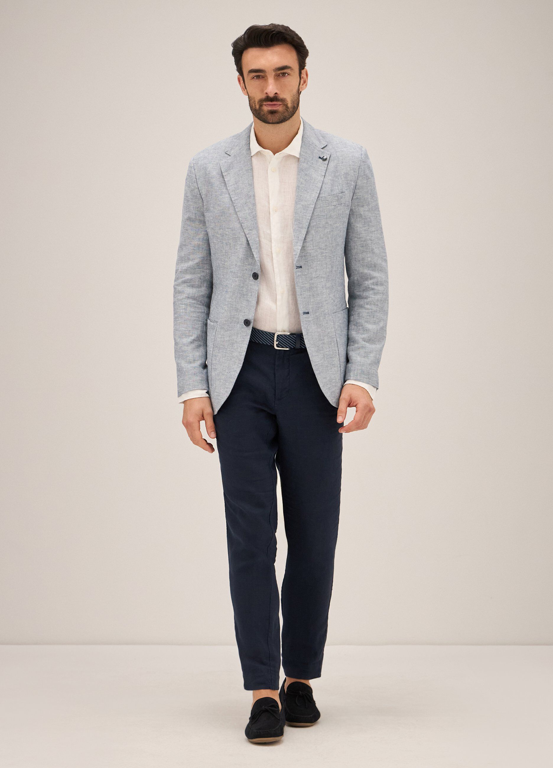 Blazer Uomo Business 2 Bottoni - Regular Fit In Poliestere Ed Elastan, Elegante E Versatile - Foto 3