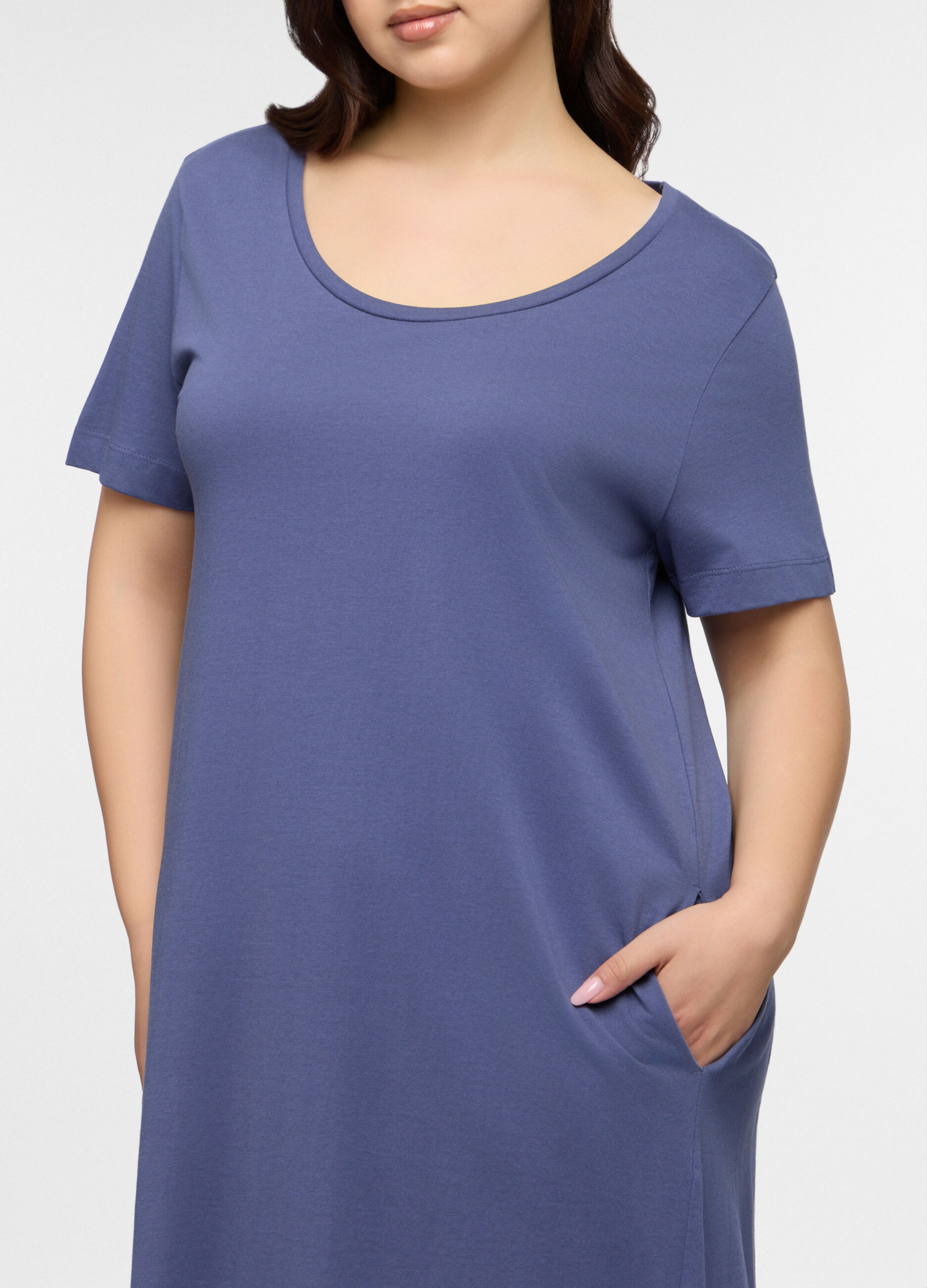 Abito corto girocollo in jersey di puro cotone donna curvy_2