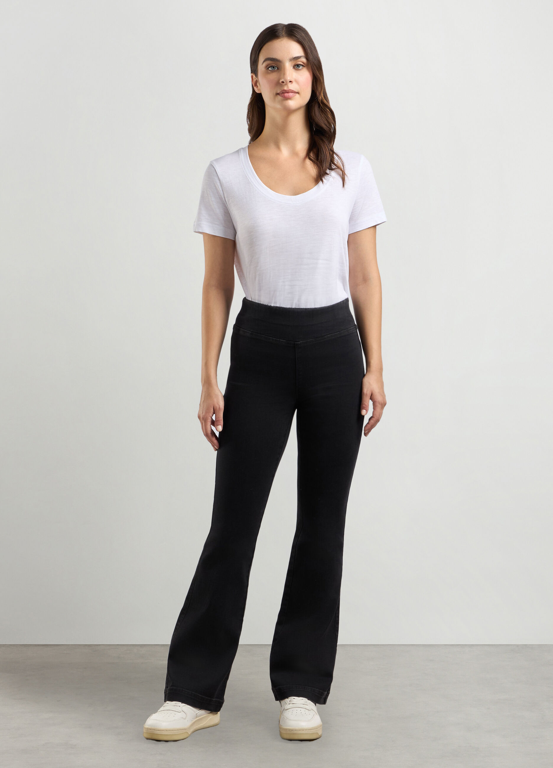 Jeggings in denim di misto cotone stretch flare fit donna_0