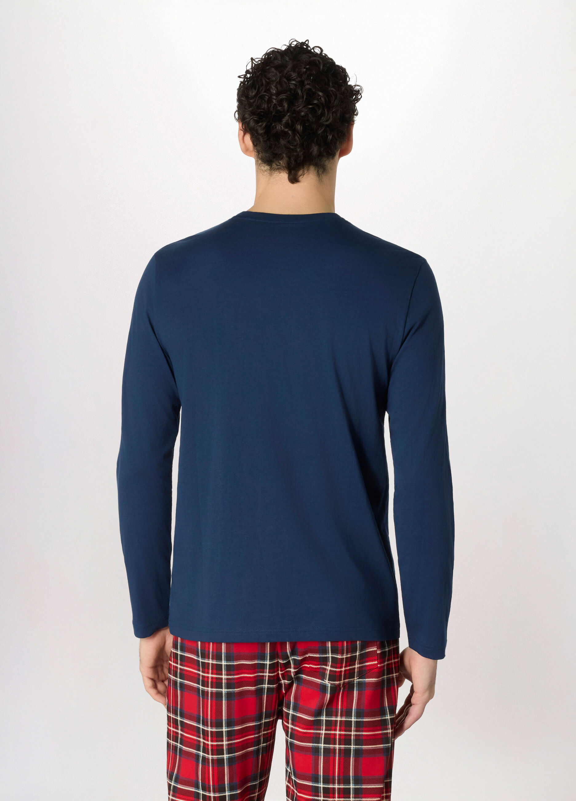 Maglia pigiama a maniche lunghe in cotone uomo_1