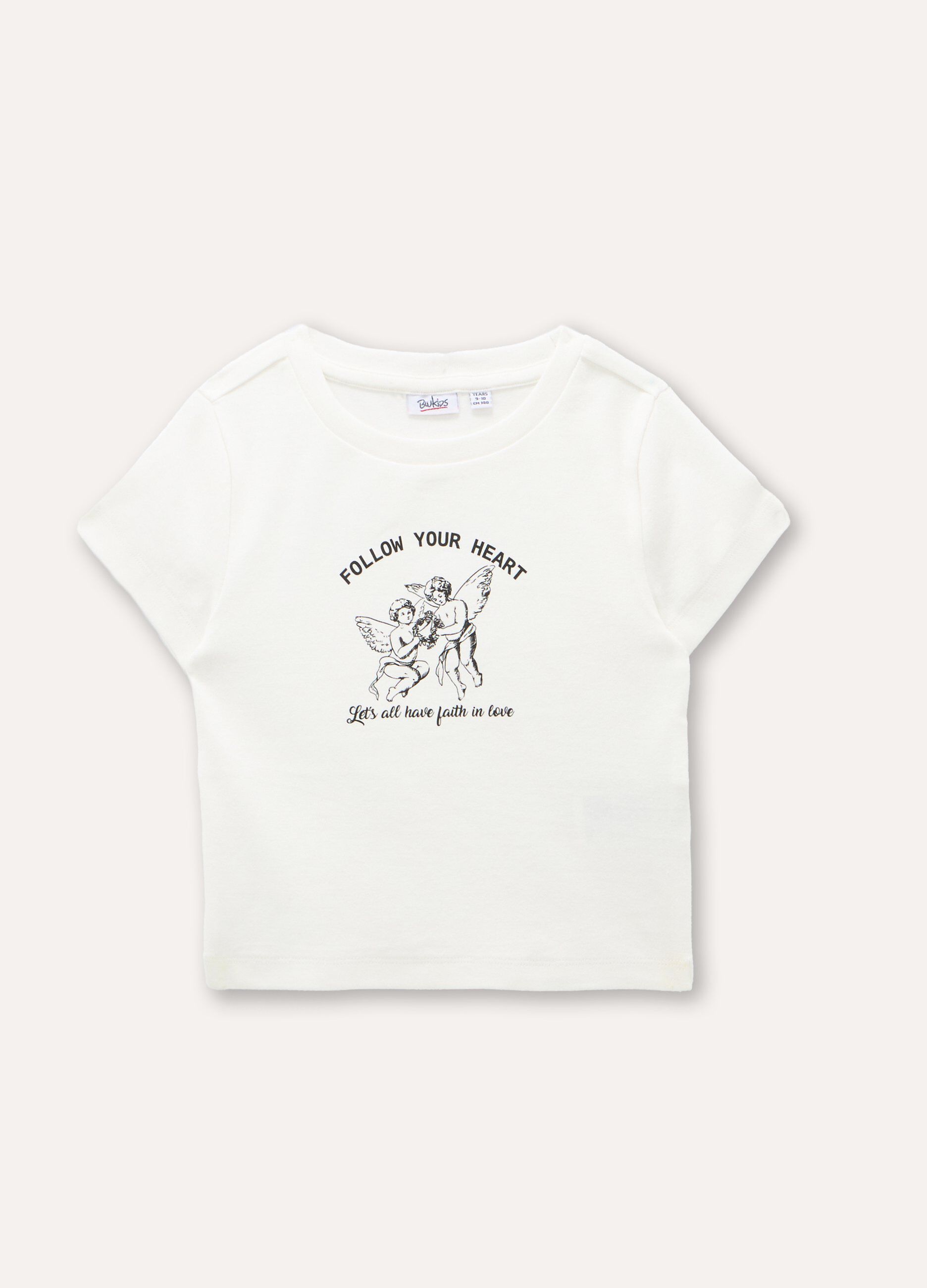 T-shirt in cotone stretch con stampe ragazza_0