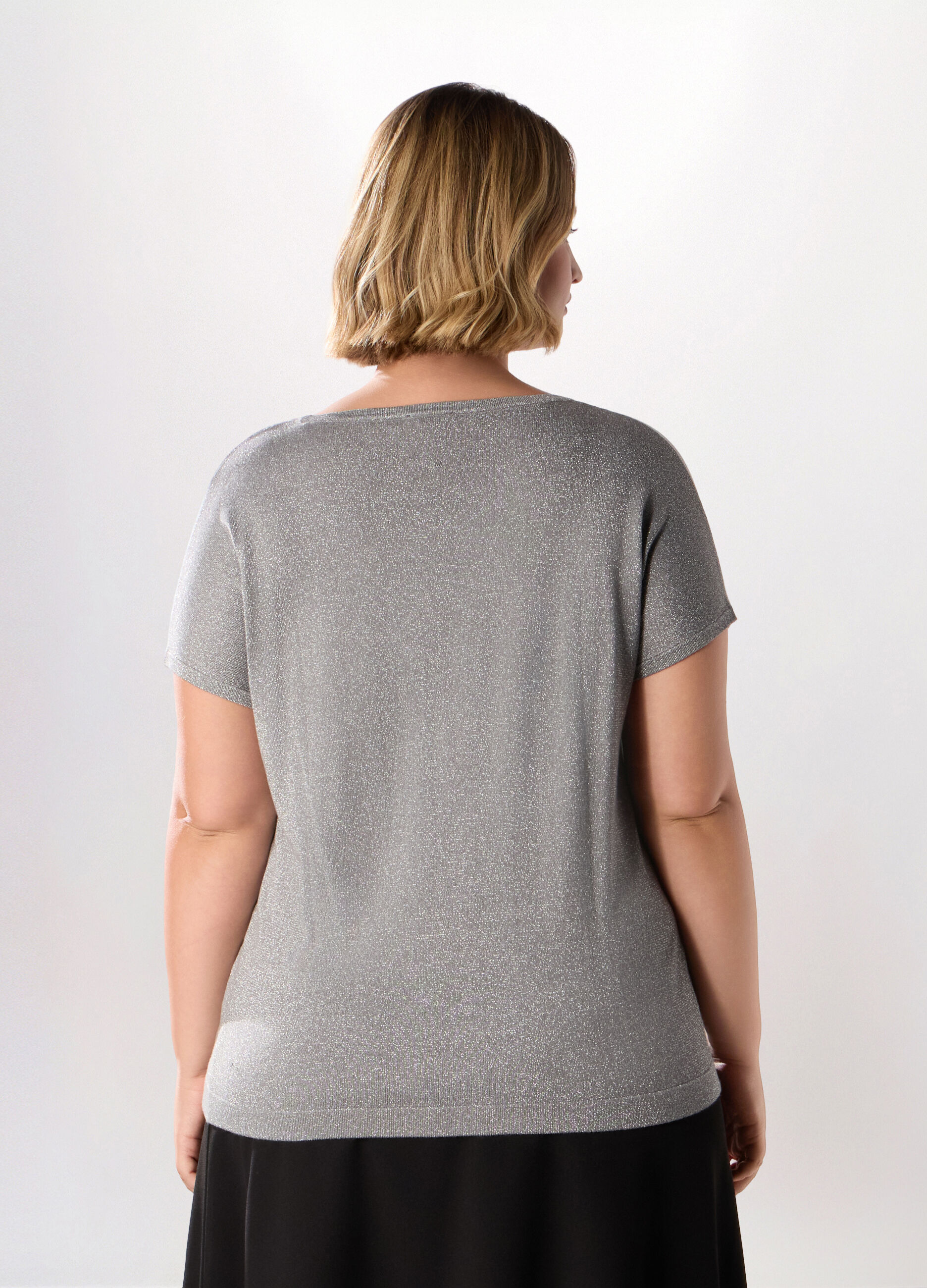 Maglia a manica corta in filo lurex donna curvy_1