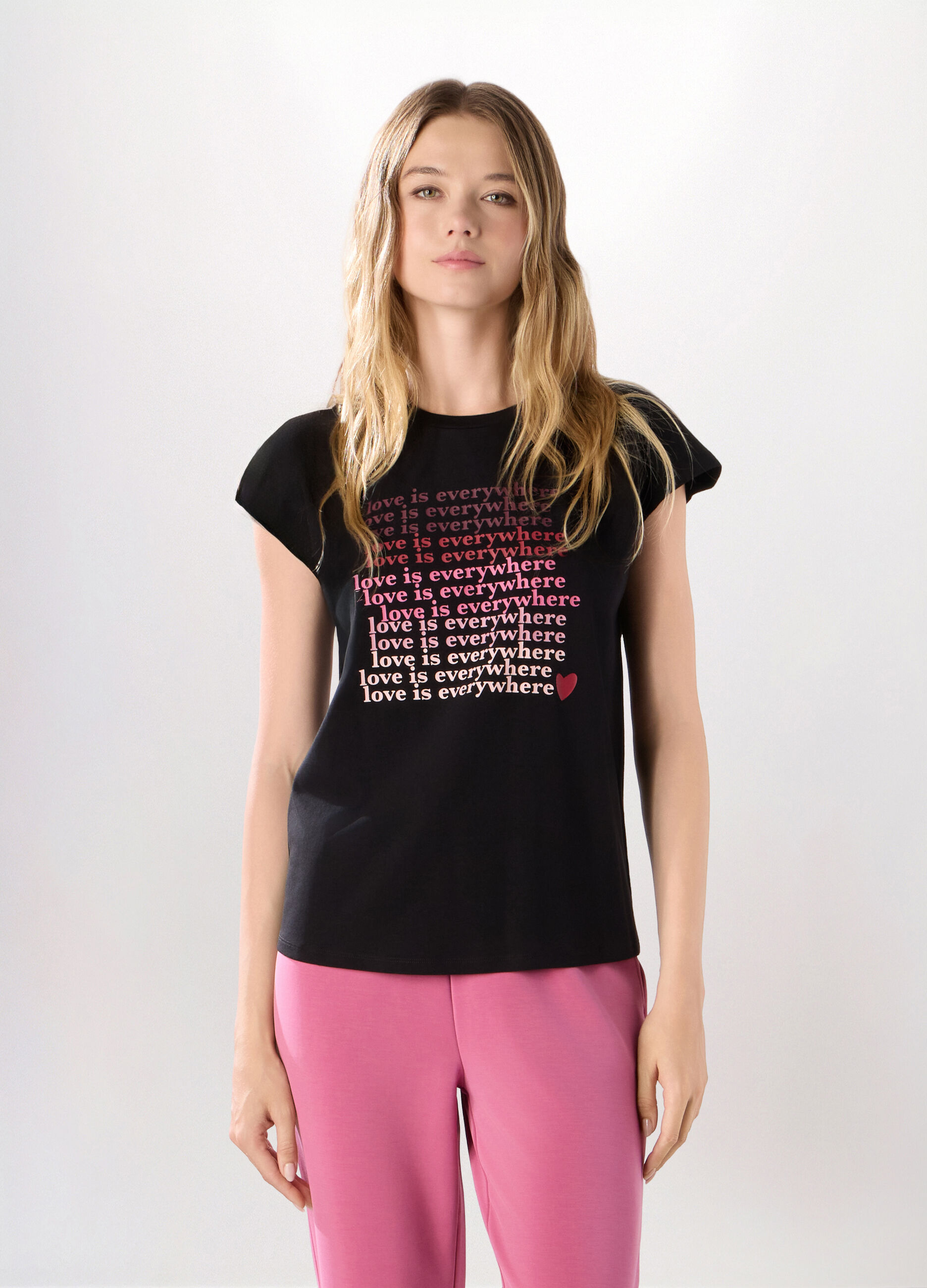 T-shirt in jersey di cotone stretch donna_0