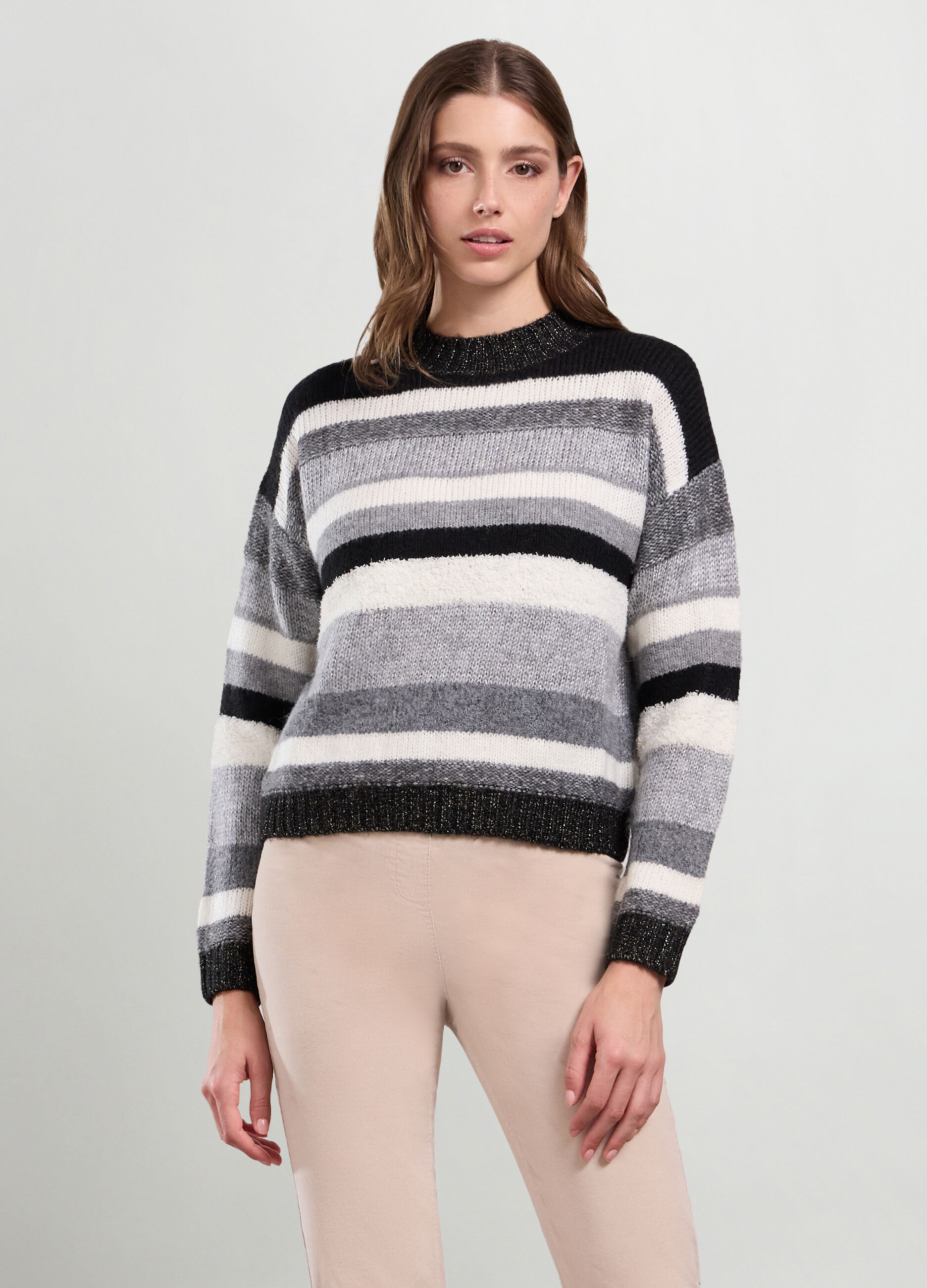 Tricot misto lana a righe donna_0