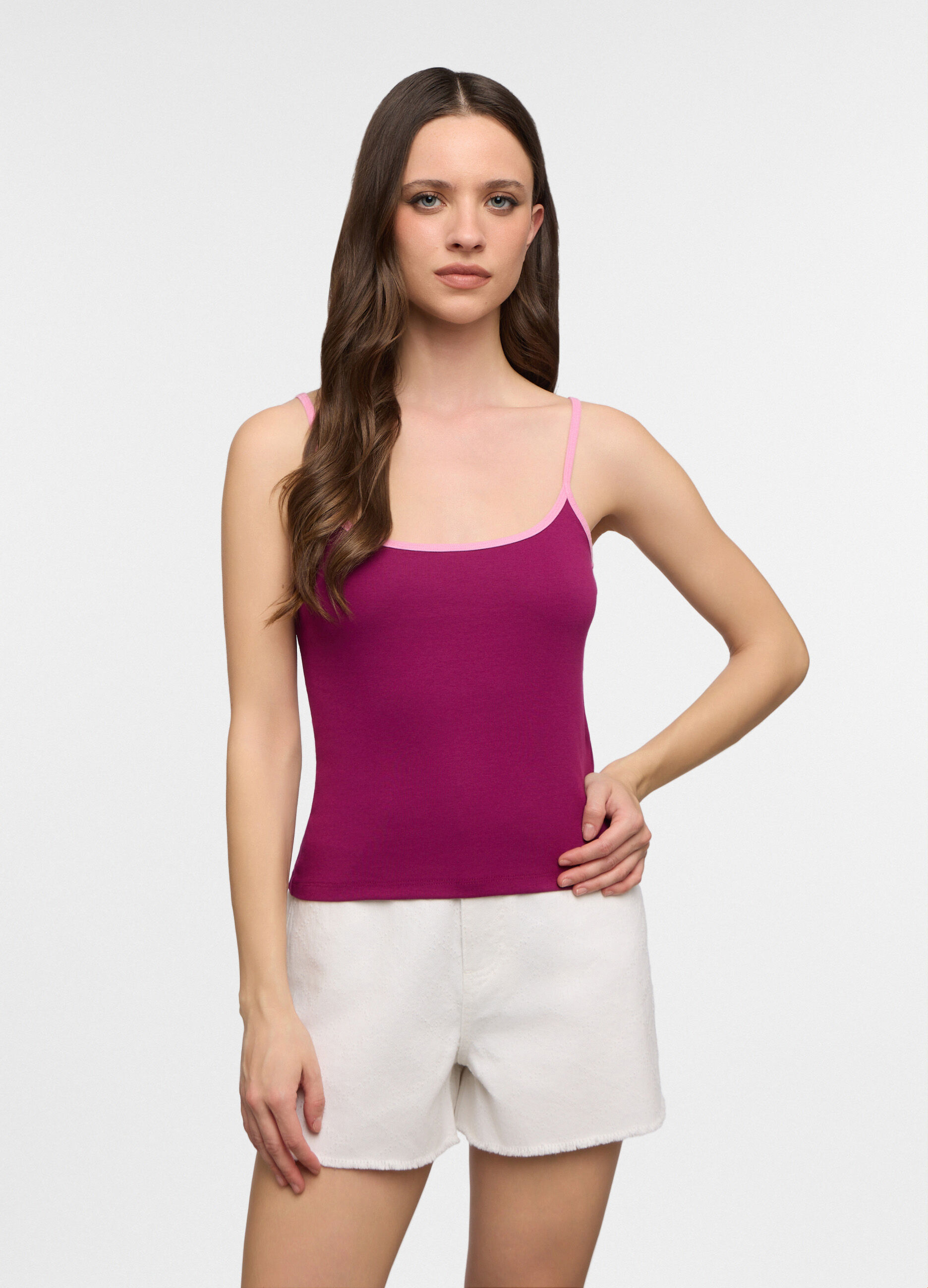 Top fitted in costina stretch donna_0