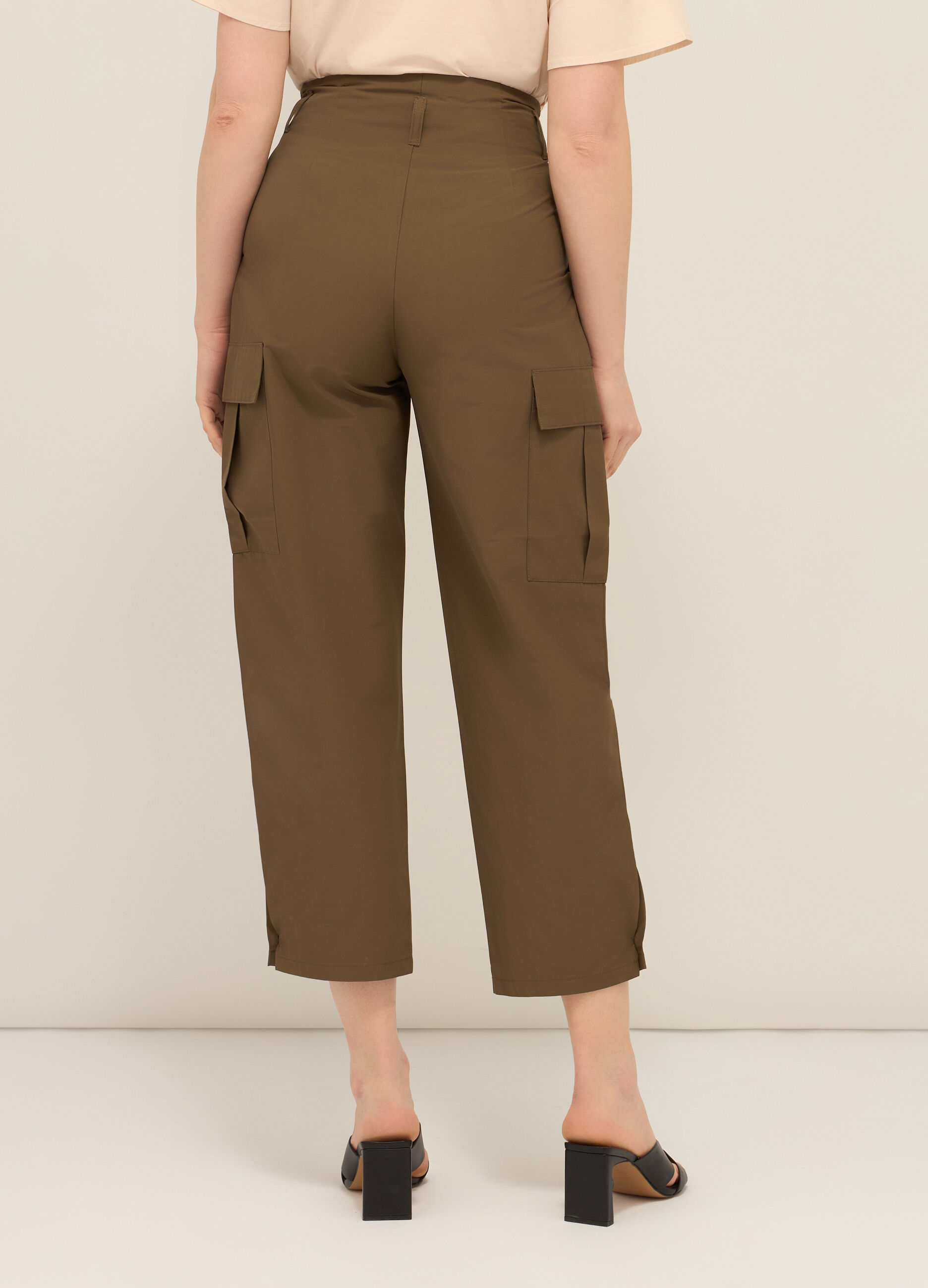 Pantaloni cargo misto cotone donna_1
