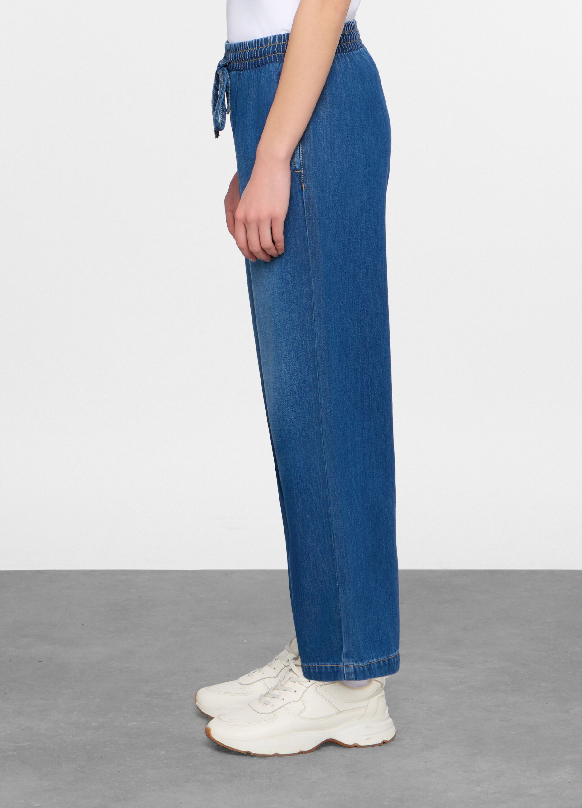 Jogger fit straight in misto Lyocell con vita elasticata donna_1