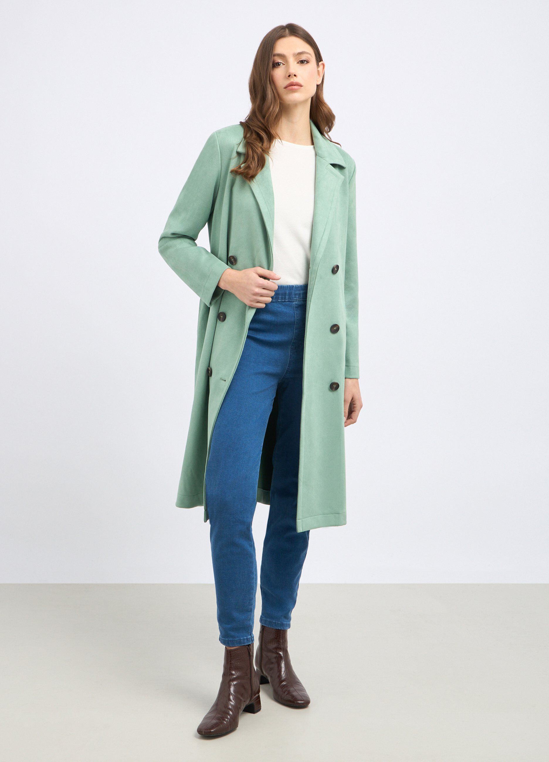 Trench doppiopetto con collo revers donna_0