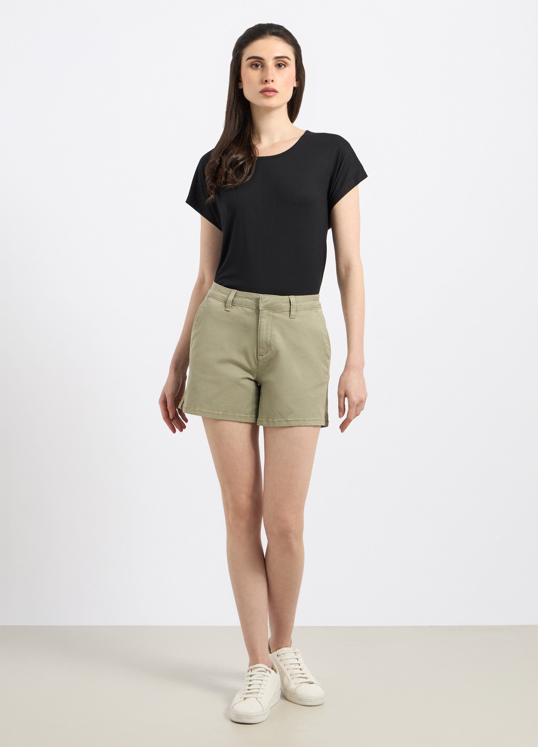 Shorts in denim di misto cotone donna_0