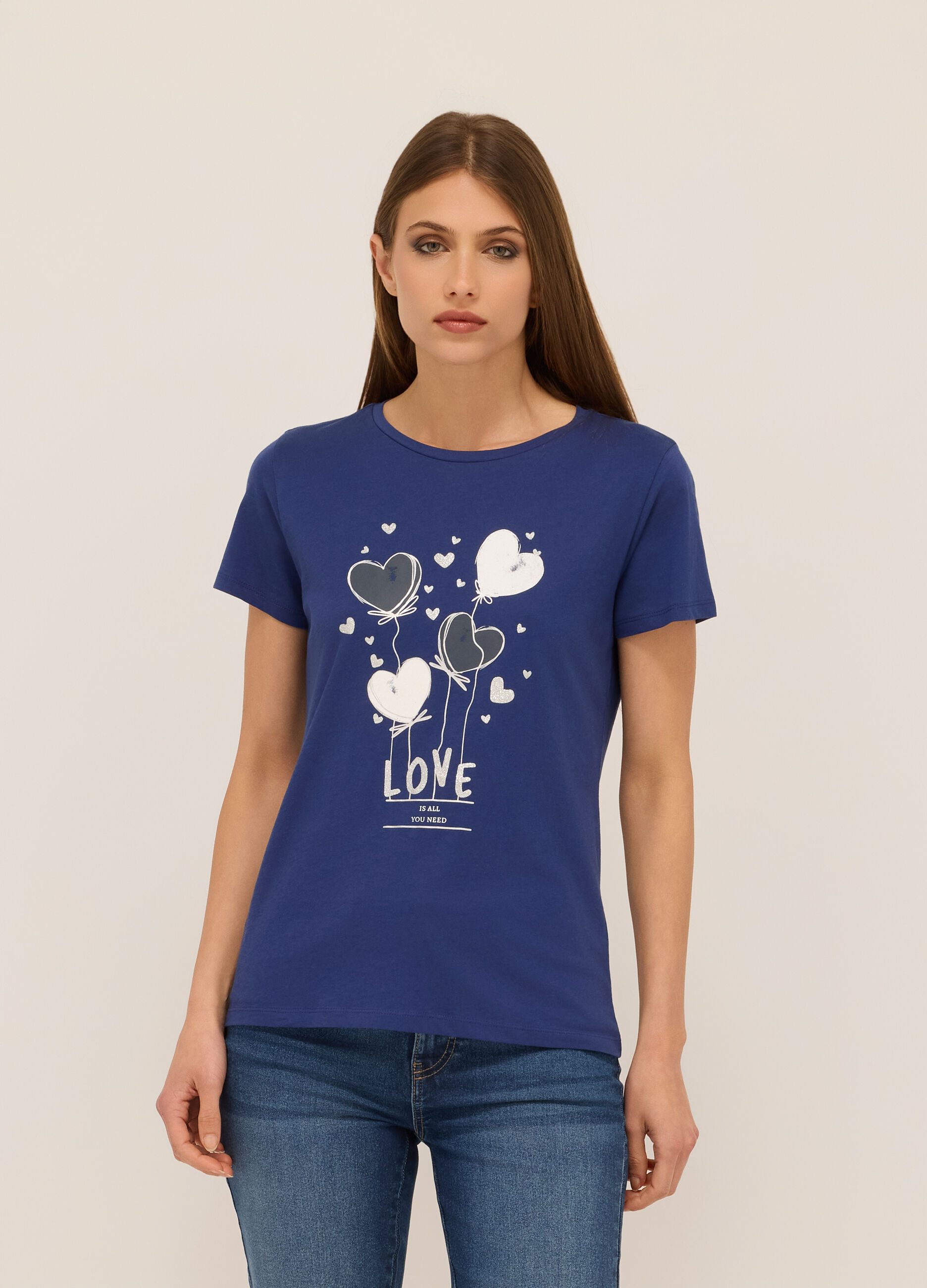 T-shirt in jersey di puro cotone donna_0