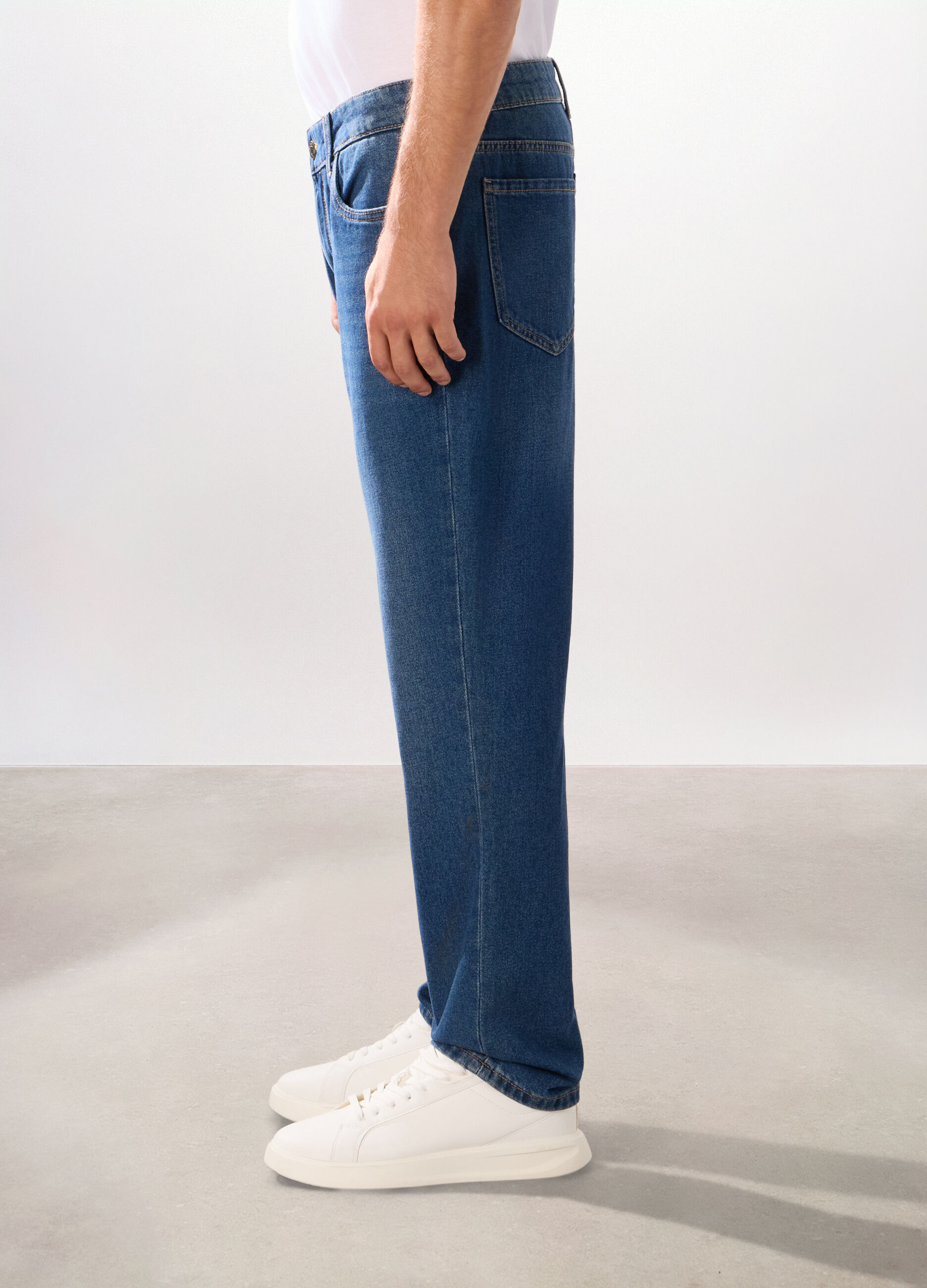 Jeans 5 tasche regular in cotone e lyocell uomo_1