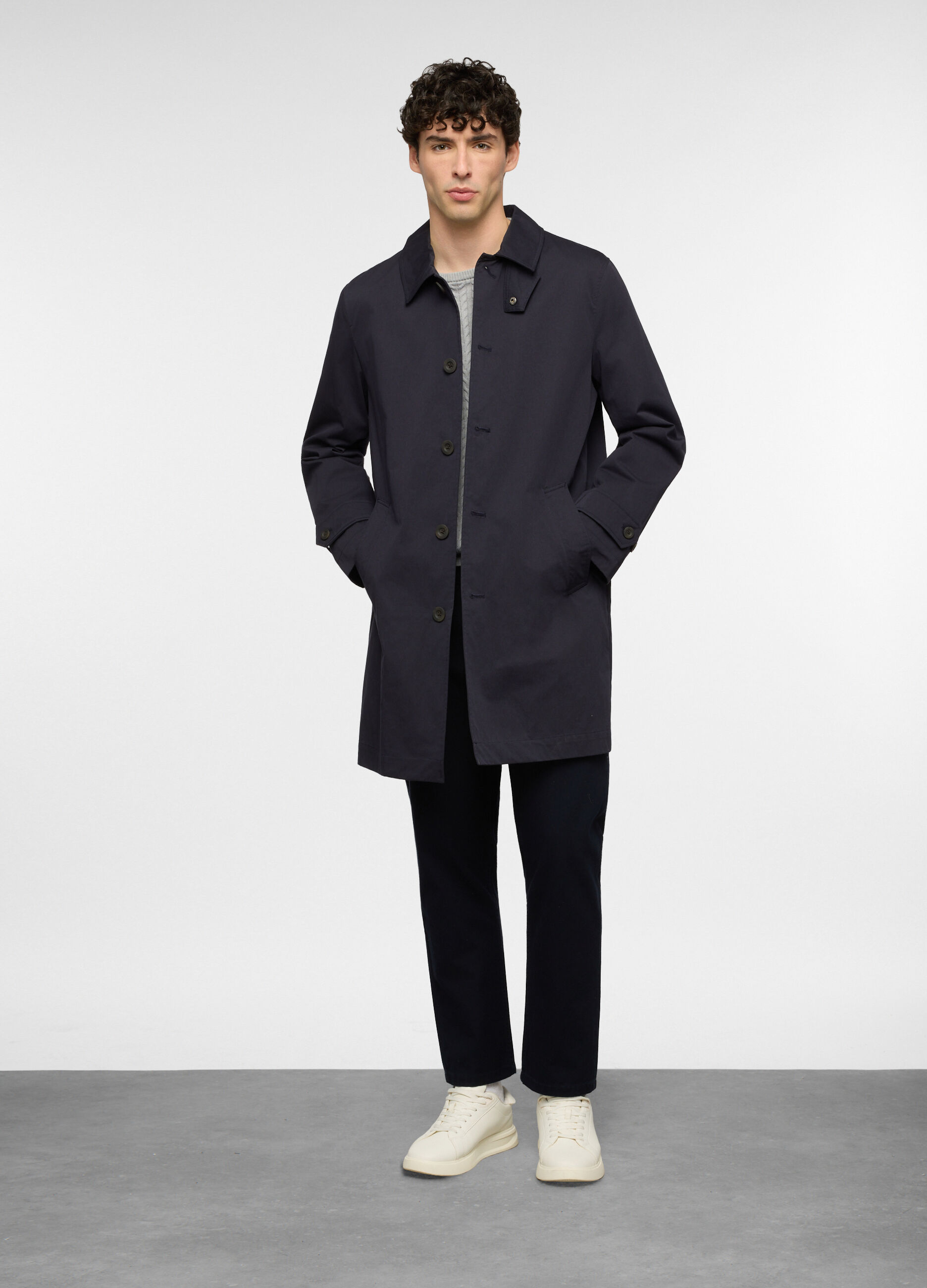 Trench in twill misto cotone uomo_0