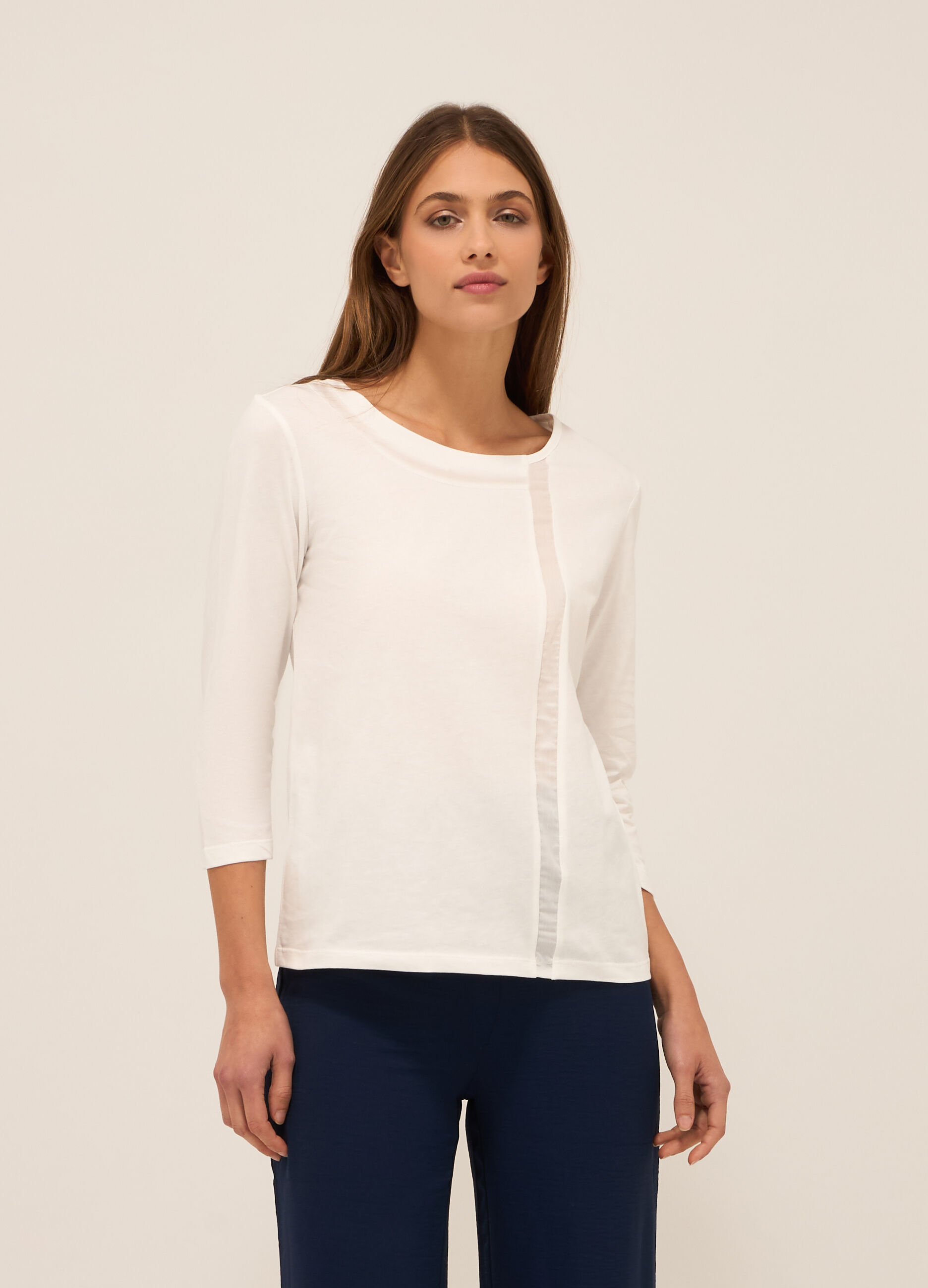 T-shirt in jersey di puro cotone donna_0