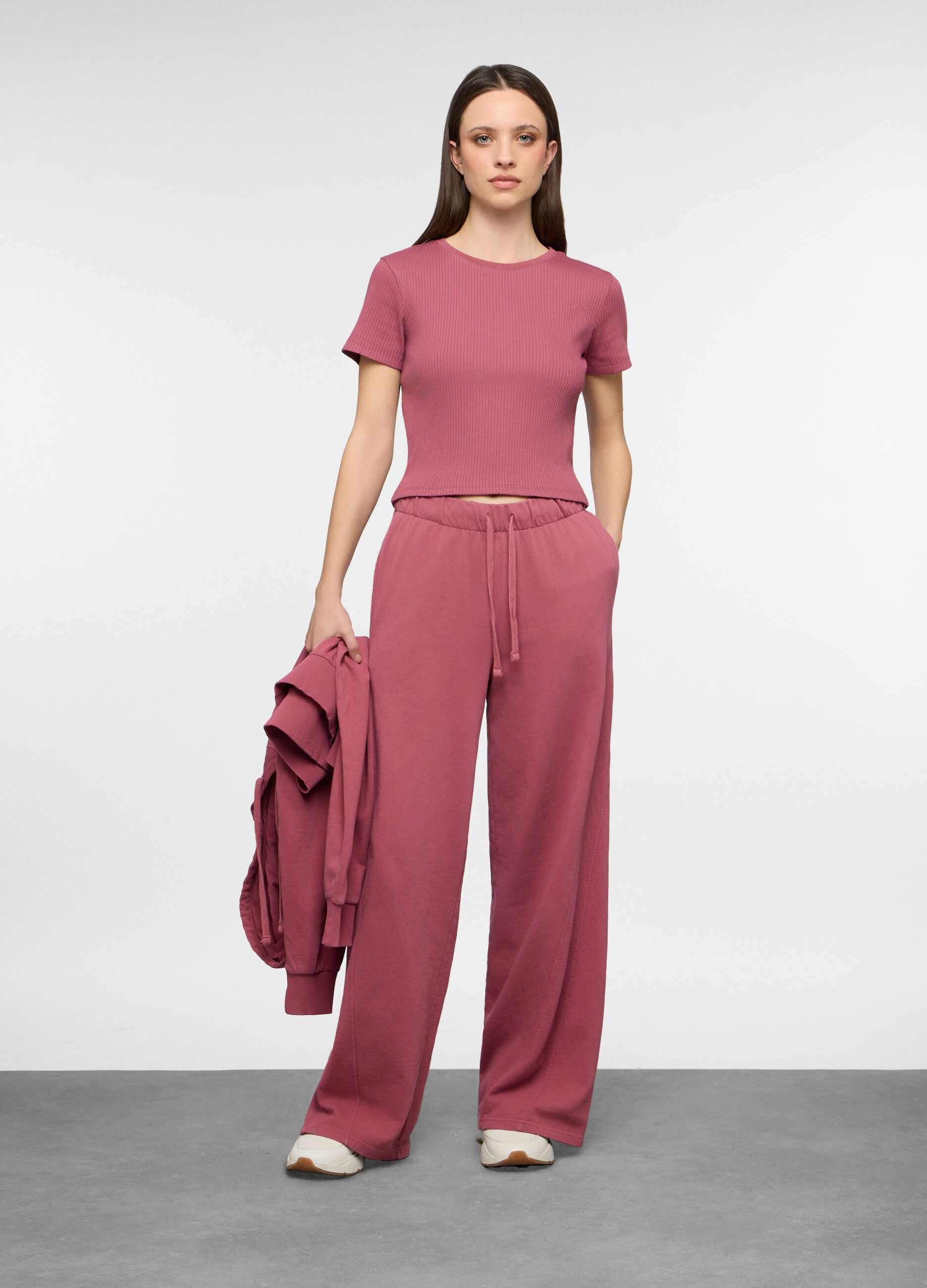 Jogger wide leg in french terry donna_0