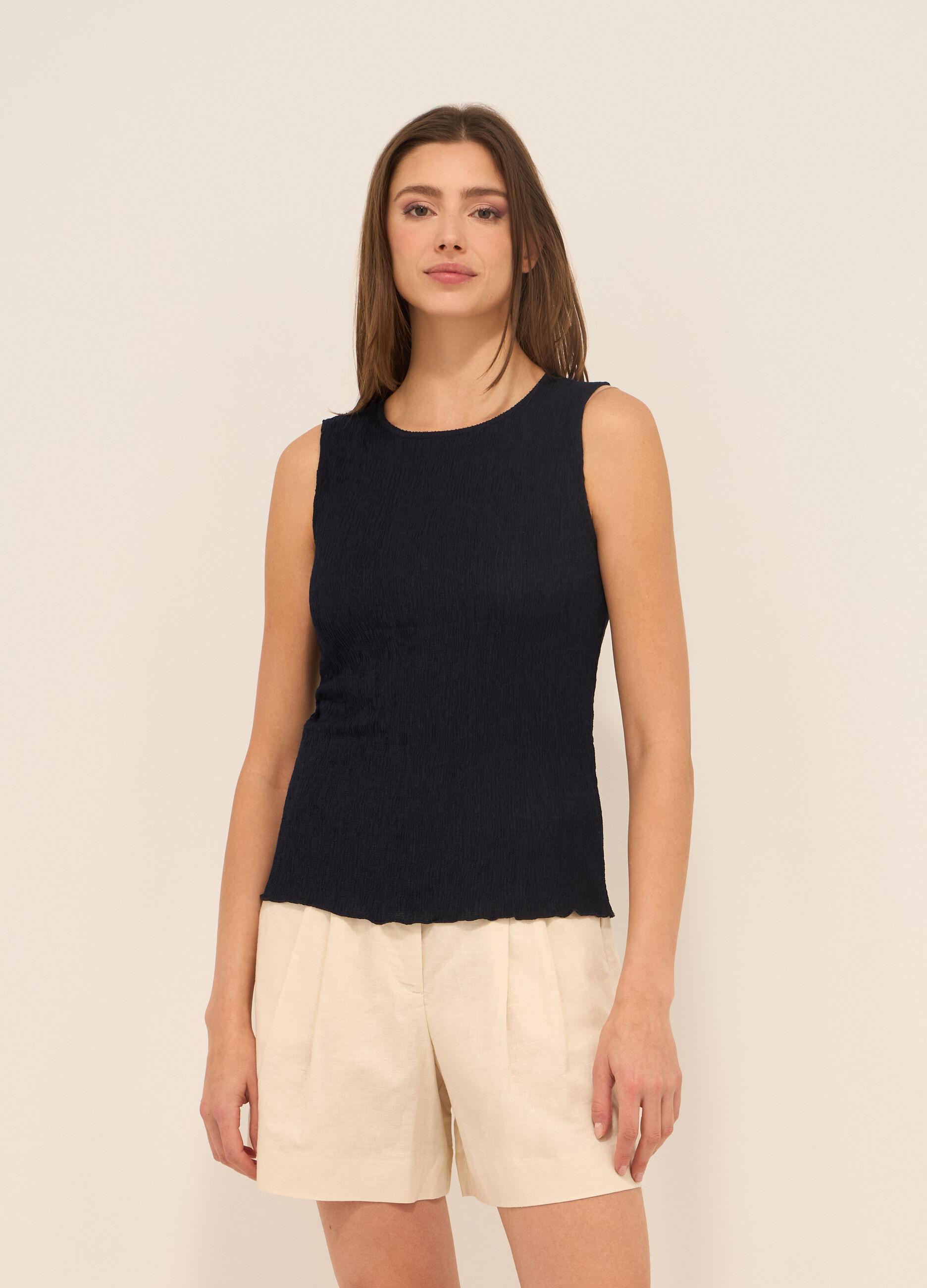 Canotta misto viscosa crinkle donna_0
