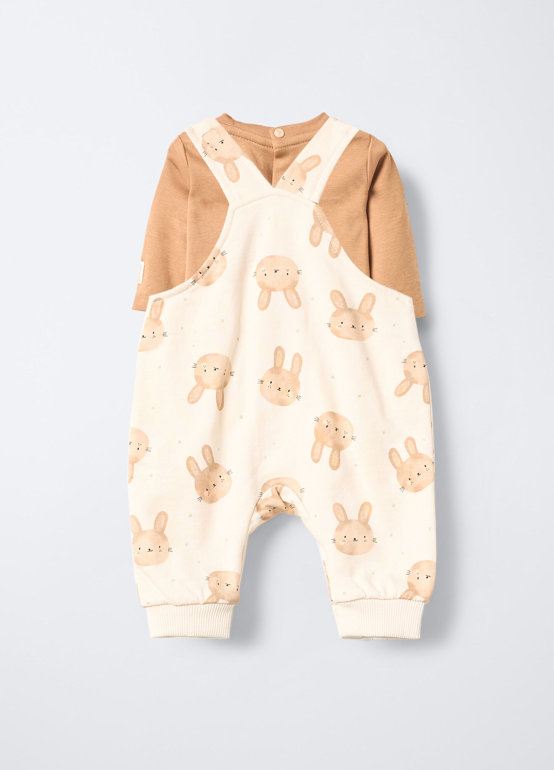 Set salopette + t-shirt in puro cotone garzato neonato_1