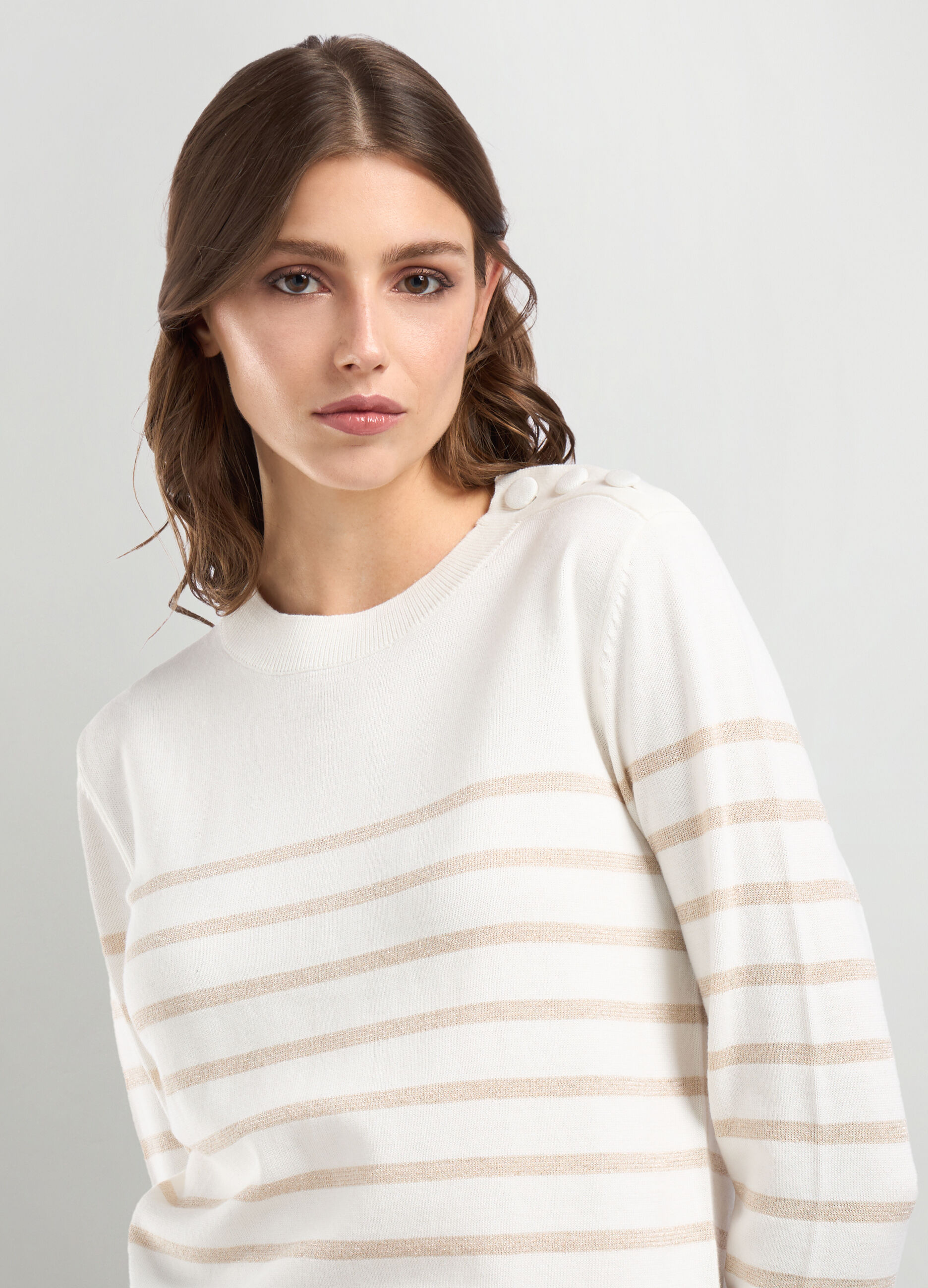 Pullover in misto cotone a righe donna_2