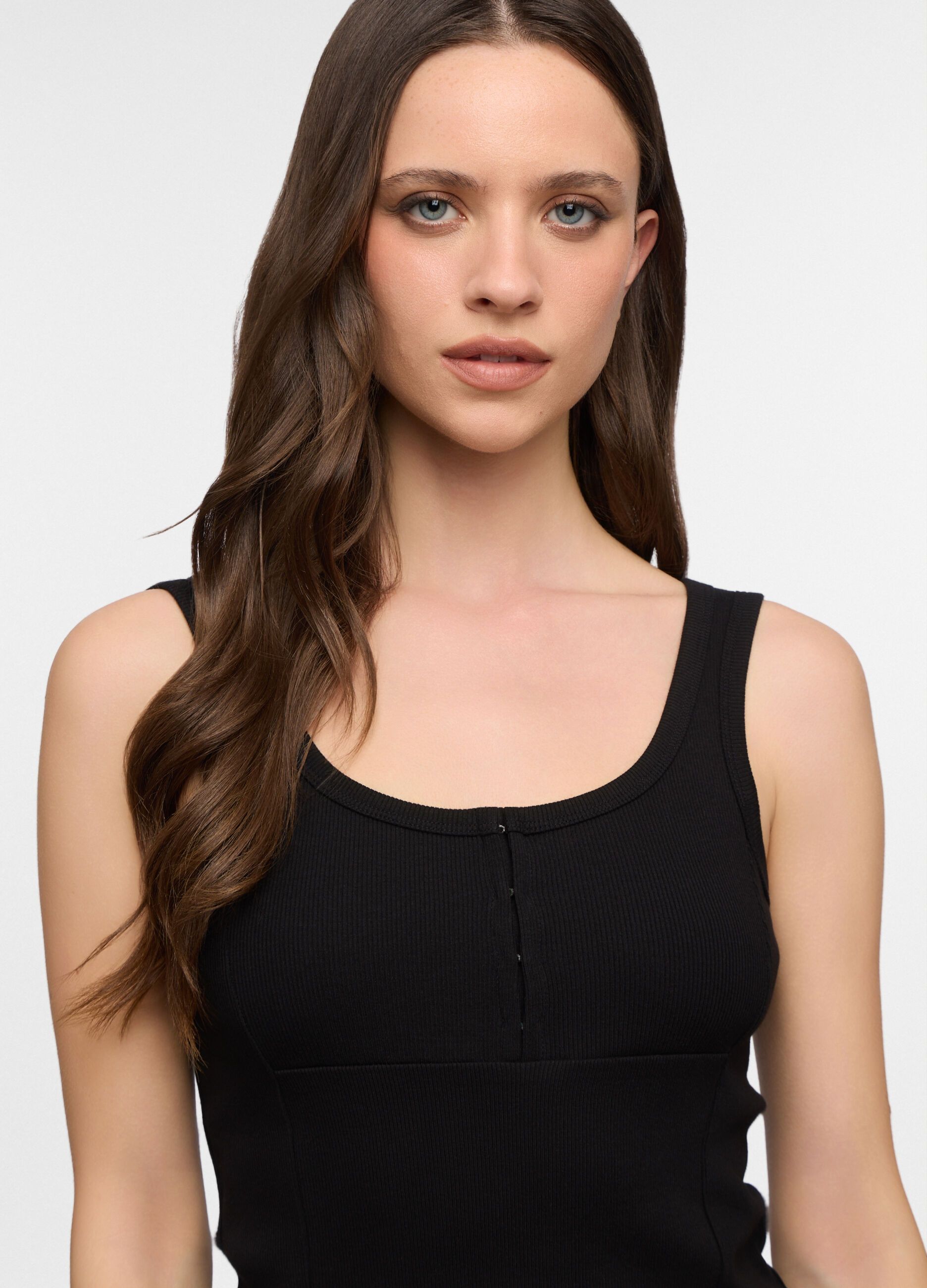 Top corsetto fitted con scollo rotondo donna_2