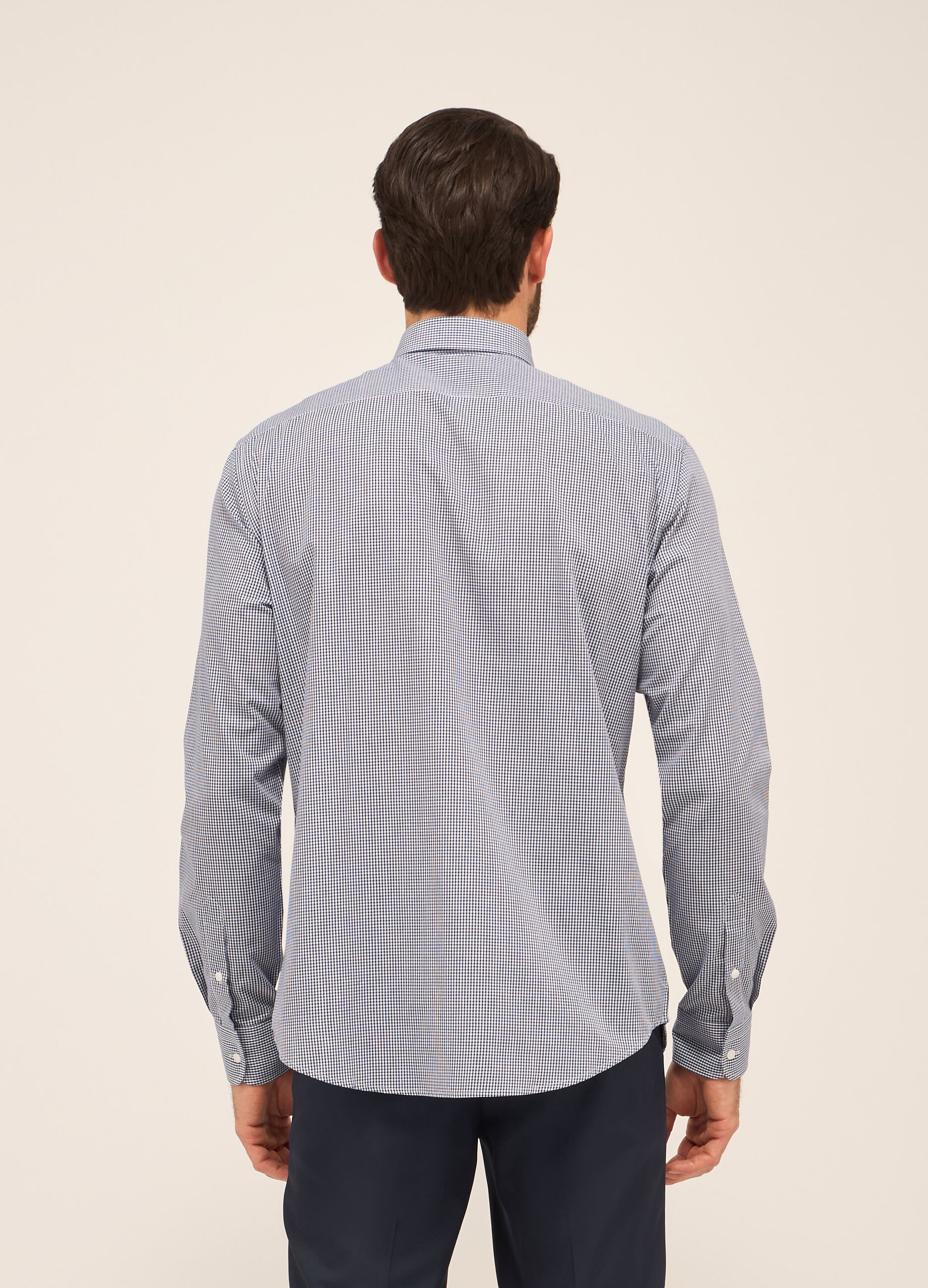 Camicia regular fit in misto cotone a quadretti uomo_1