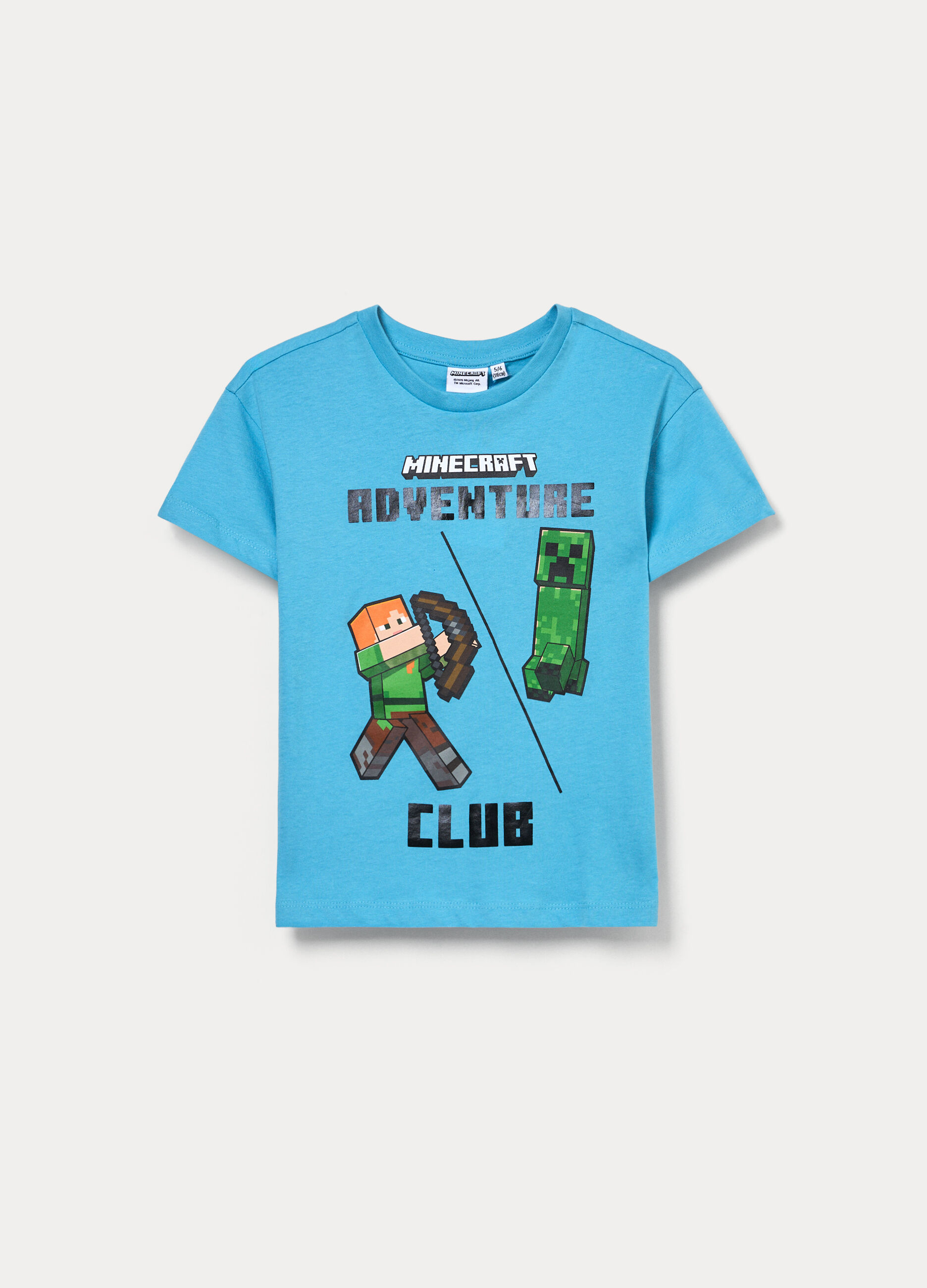 T-shirt girocollo Minecraft in jersey di puro cotone bambino_0