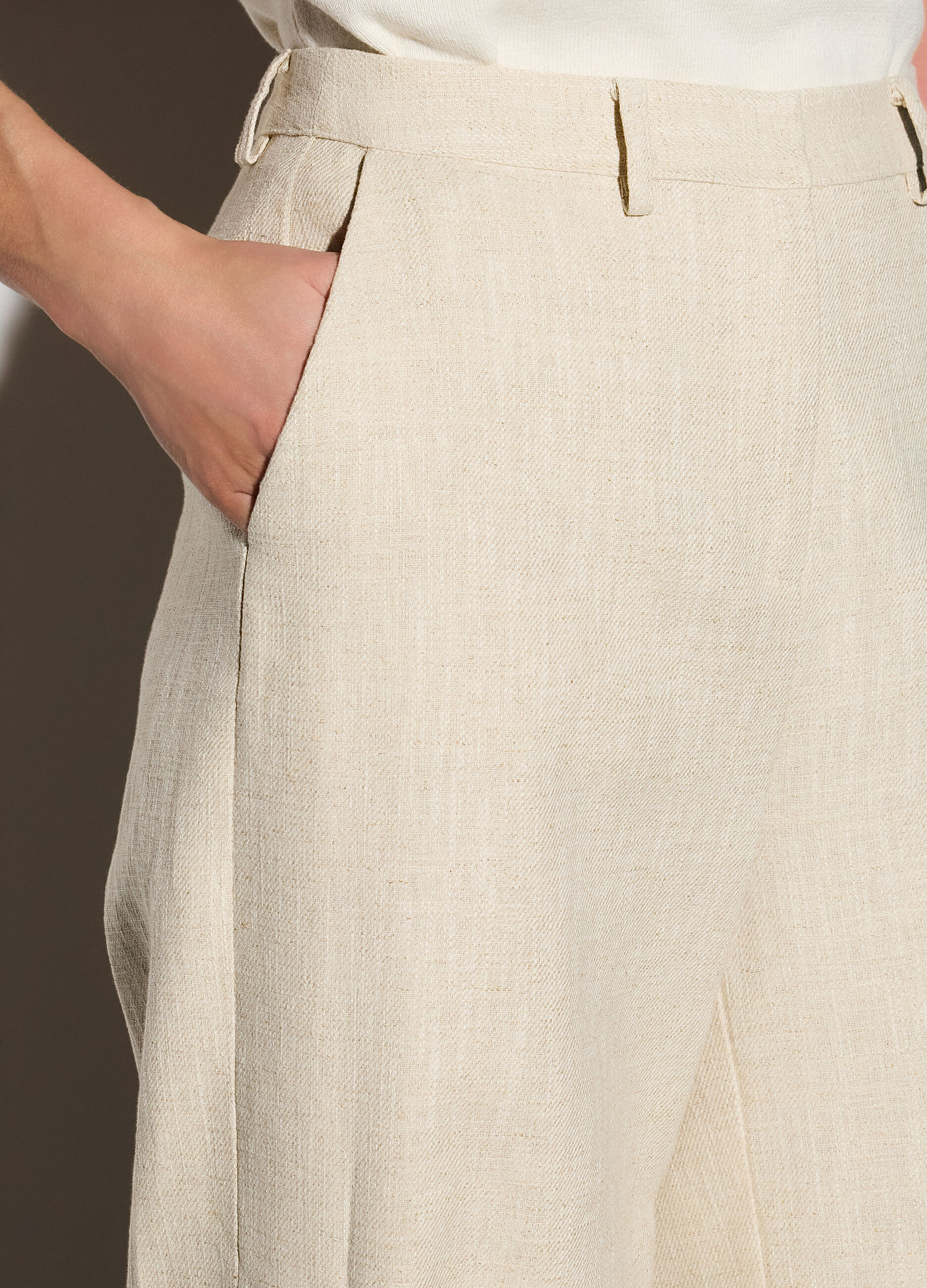 Pantaloni chino regular fit misto lino donna_3