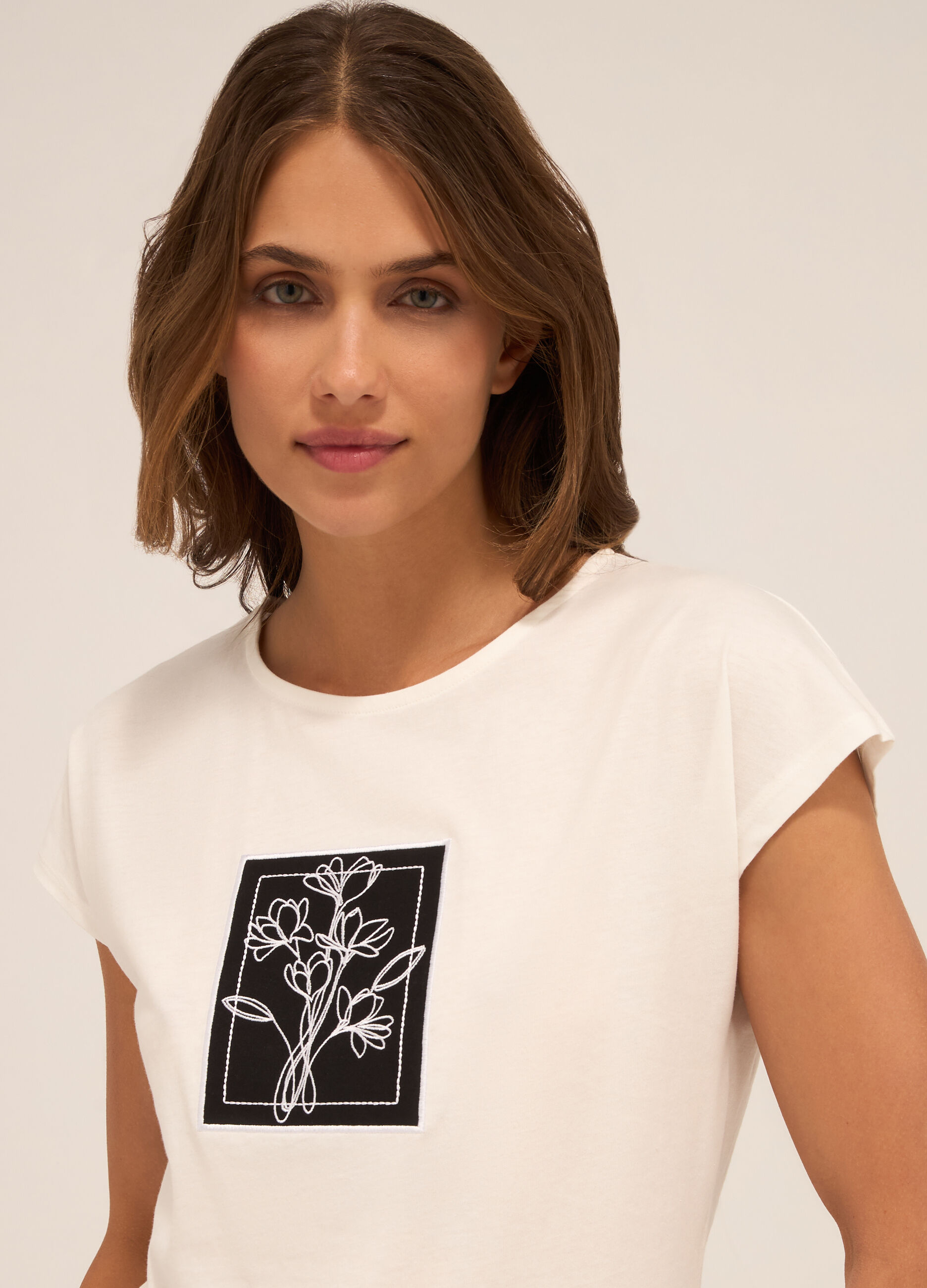 T-shirt in jersey di puro cotone donna_2