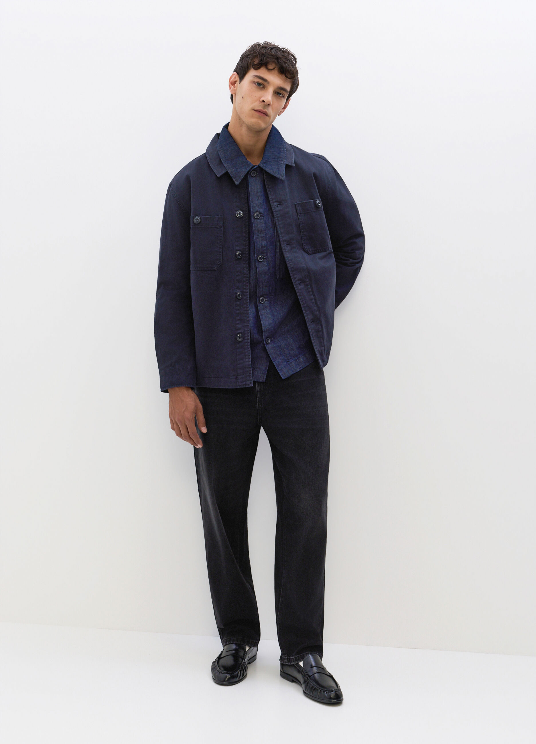 Jeans regular fit in denim di cotone e lyocell uomo_0